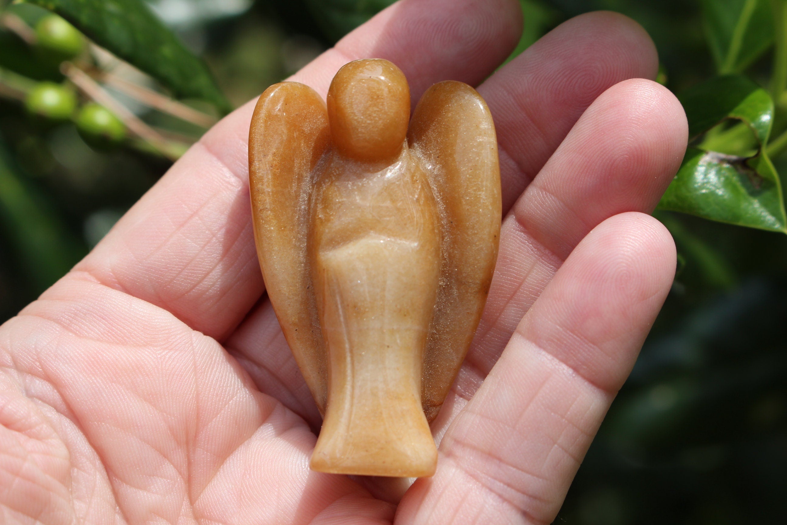 Honey Moonstone Guardian Angel, Crystal Protection Figurine, Keepsake- Comfort -Joy, Loss, Bereavement. Pocket Angel. Stocking Stuffer