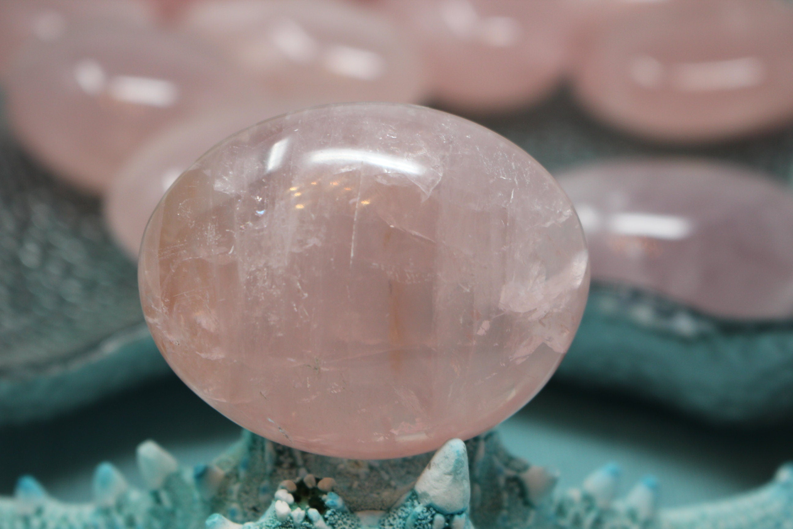 Rose Quartz Palm Stone, Meditation Stone, Puffy Rose Quartz Gallet, Large Pocket Stone- Nice Color & Polish.