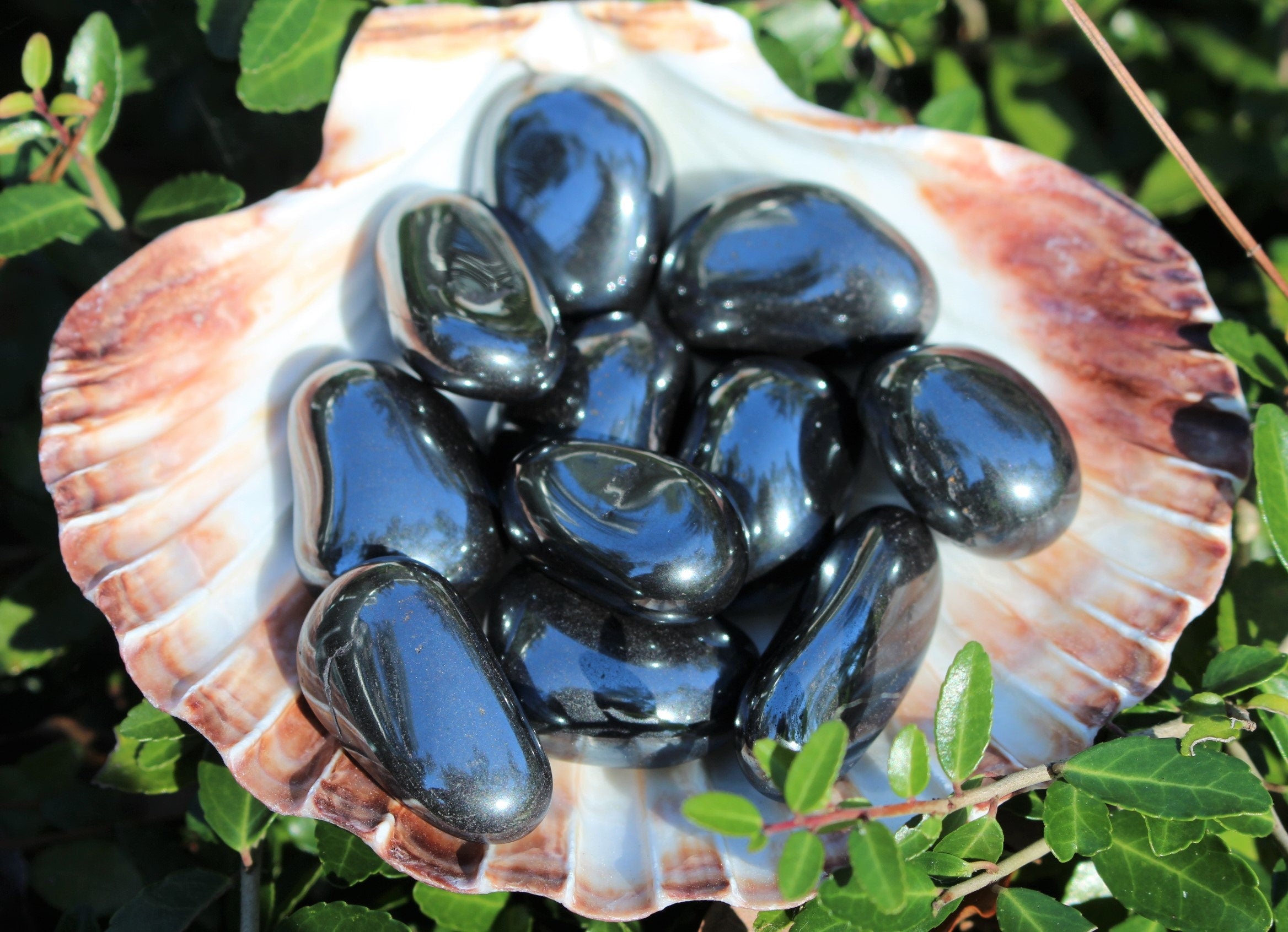 Tumbled Hematite Pebbles, Three Extra Large Polished Gemstone Nuggets.