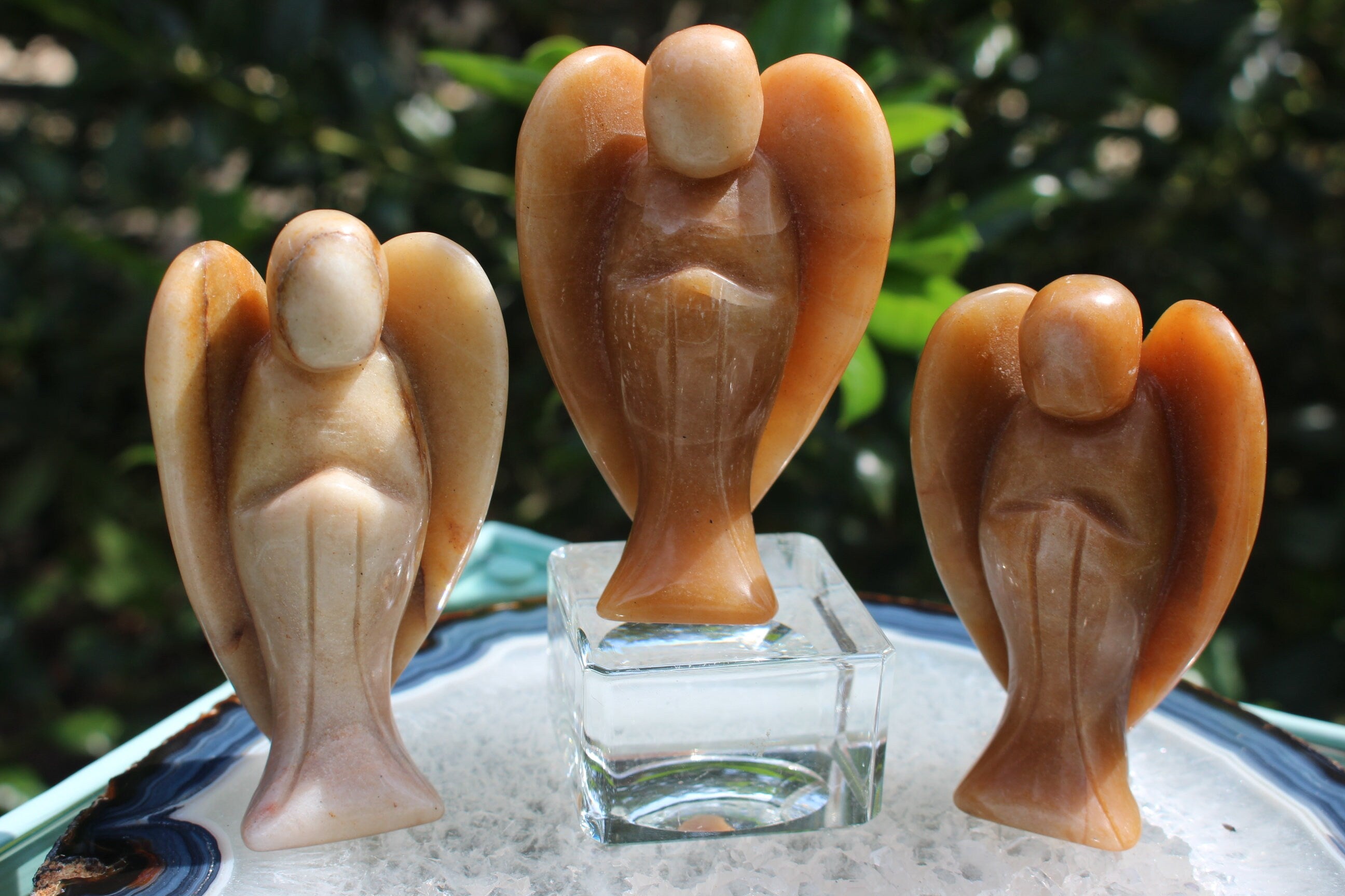 Honey Moonstone Guardian Angel, Crystal Protection Figurine, Keepsake- Comfort -Joy, Loss, Bereavement. Pocket Angel. Stocking Stuffer