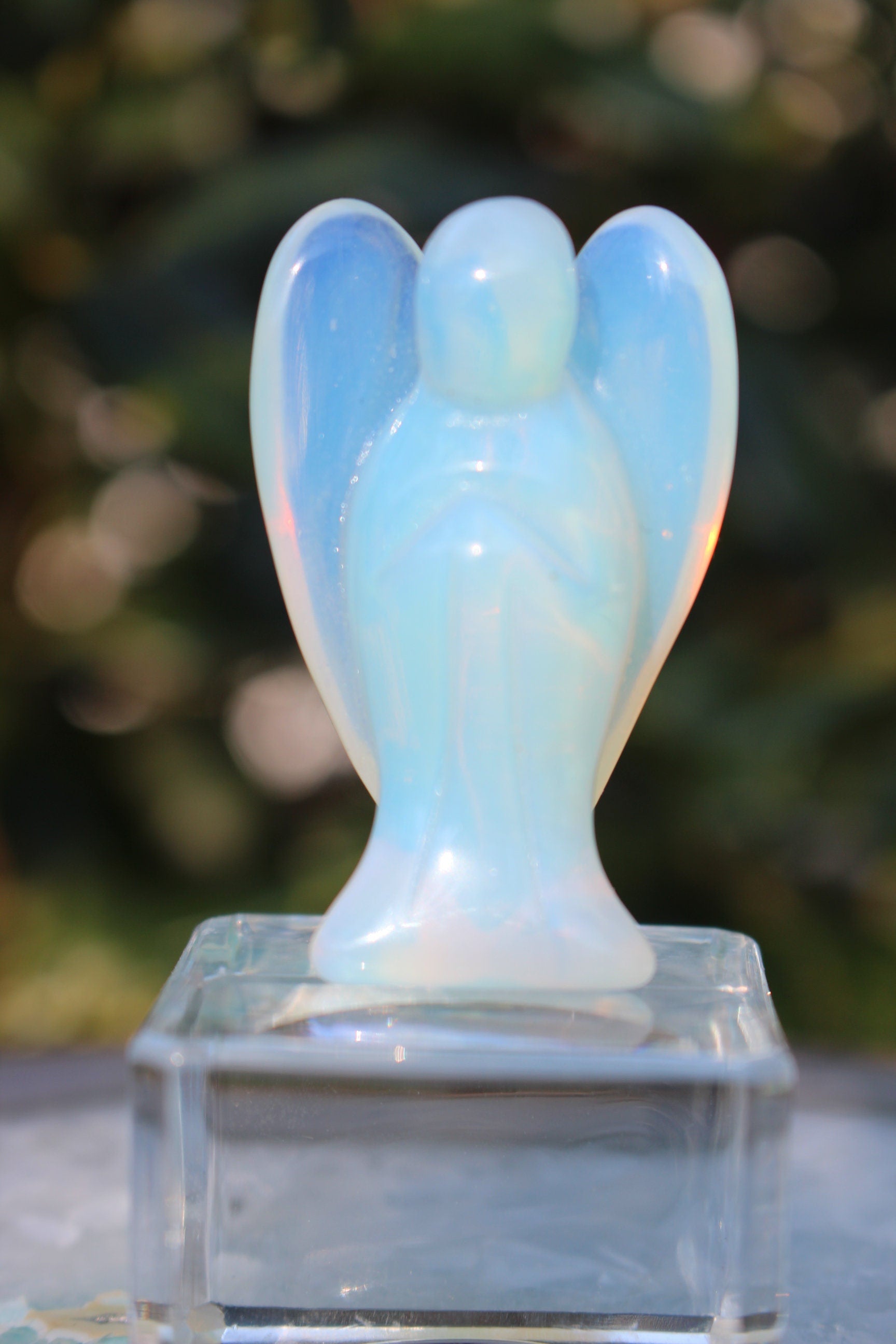 Opalite Guardian Angel, Crystal Angel Figurine, Pocket Angel Totem, Protection Gemstone. Keepsake Memento, 2.0 inches tall.