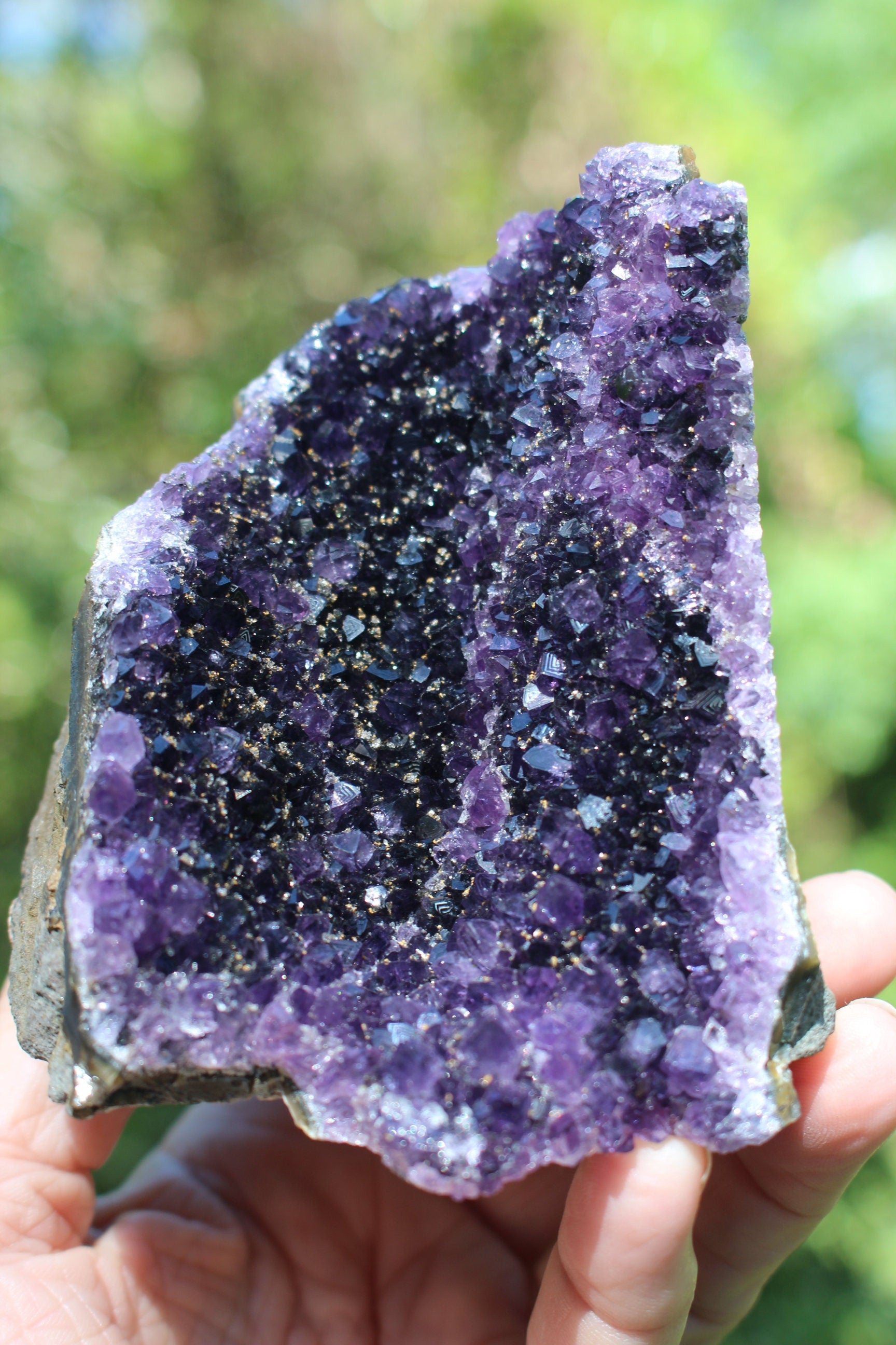Amethyst Geode Crystal Tower, Purple Self Standing Small Cathedral for Boho Crystal Home-Office Décor, 1 lb. 1oz. Free Shipping!