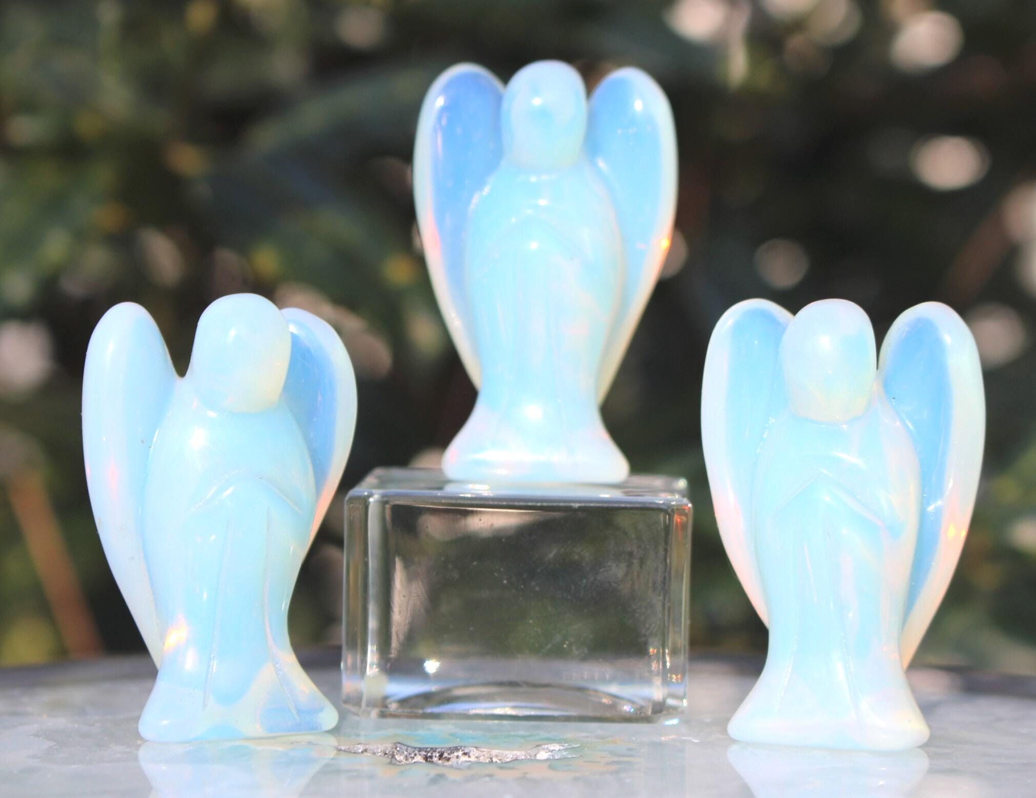 Opalite Guardian Angel, Crystal Angel Figurine, Pocket Angel Totem, Protection Gemstone. Keepsake Memento, 2.0 inches tall.