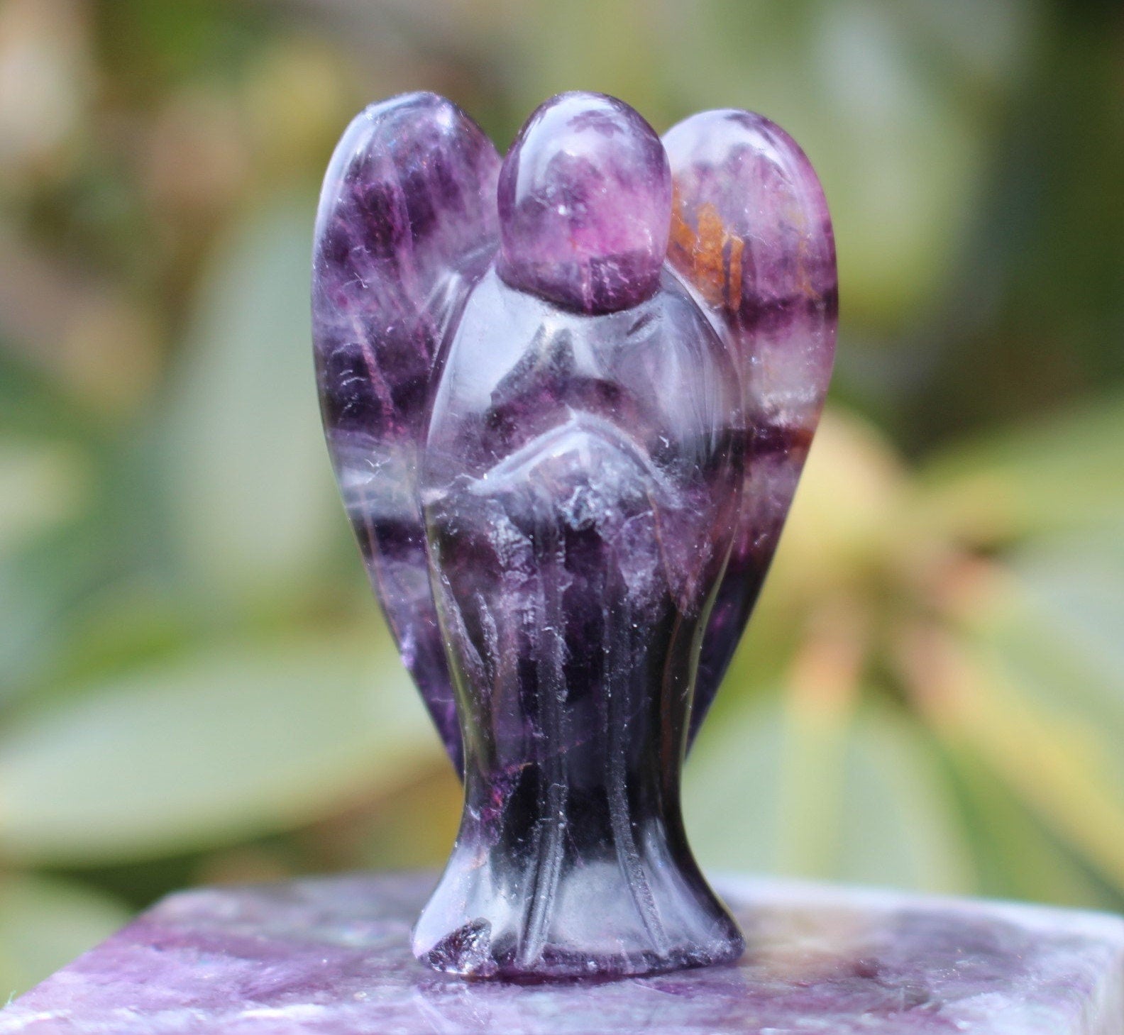 Fluorite Guardian Angel Crystal Figurine, Protection Stone. Pocket Angel, 2 inch Healing Stature.