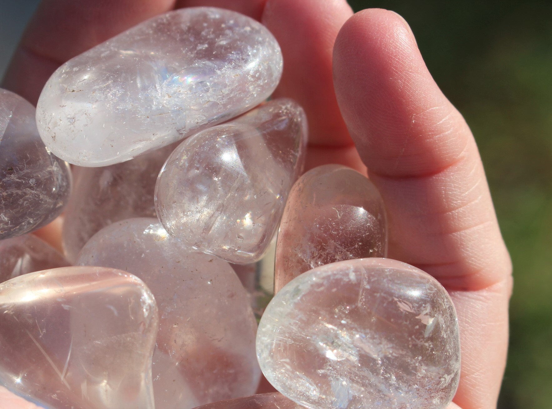 Clear Quartz Polished Gemstone Nuggets. Four Crystal Tumbled Gemstones, Large Pebbles