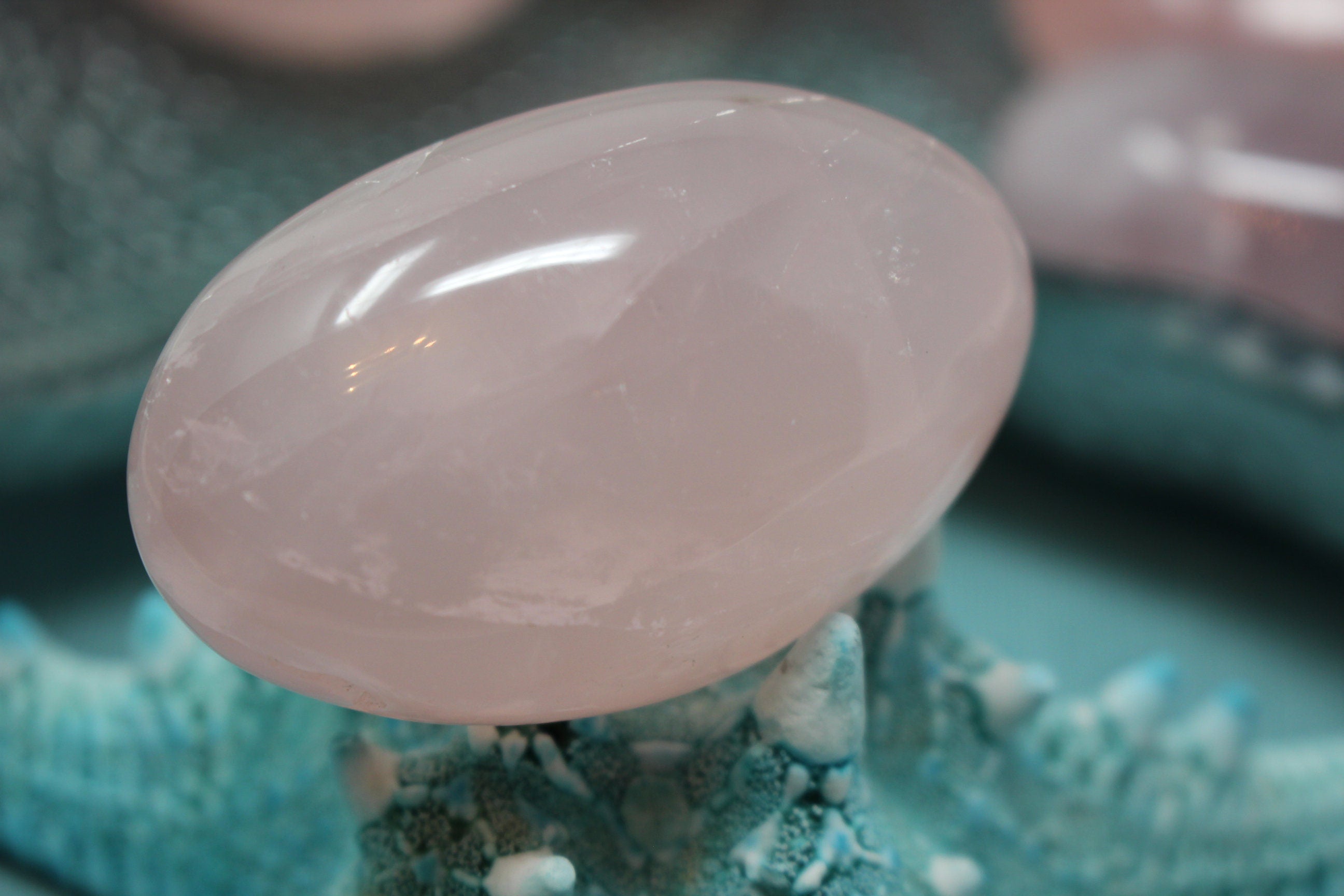 Rose Quartz Palm Stone, Meditation Stone, Puffy Rose Quartz Gallet, Large Pocket Stone- Nice Color & Polish.
