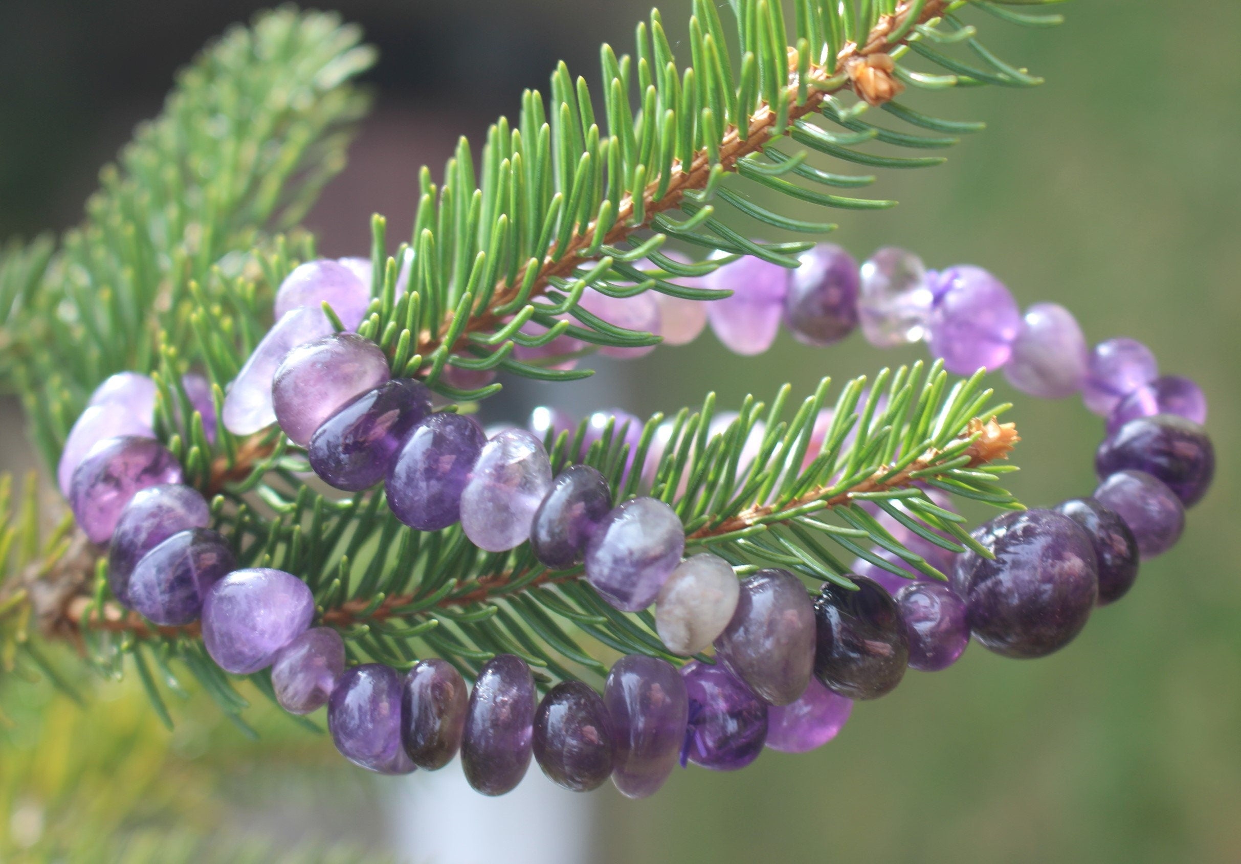 Handmade Amethyst Chunky Stretch Bracelet, Fits Most Wrists, Crystal Gemstone, Deep Purple Color, Chakra Yoga Jewelry, Stocking Stuffer