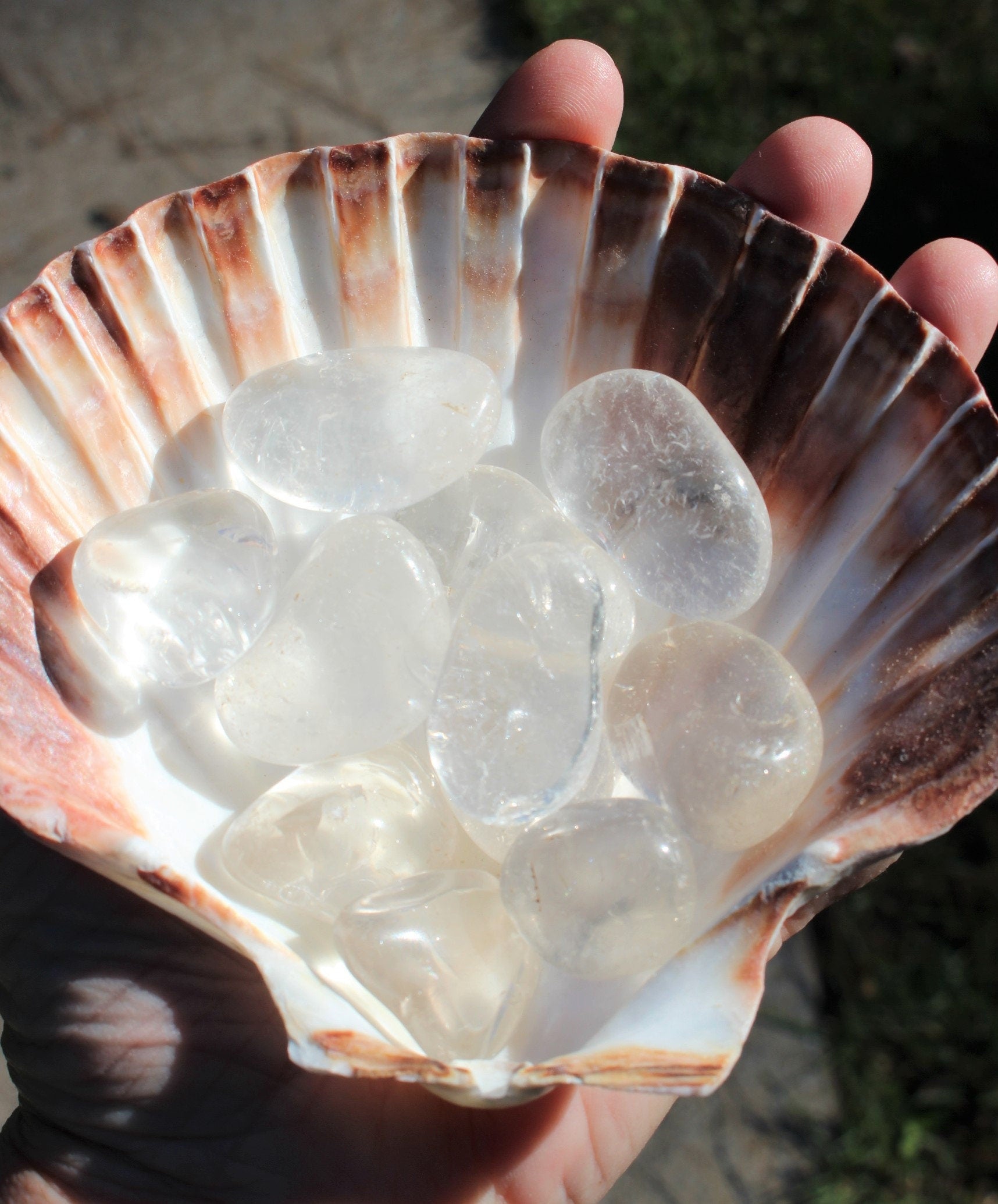 Clear Quartz Polished Gemstone Nuggets. Four Crystal Tumbled Gemstones, Large Pebbles
