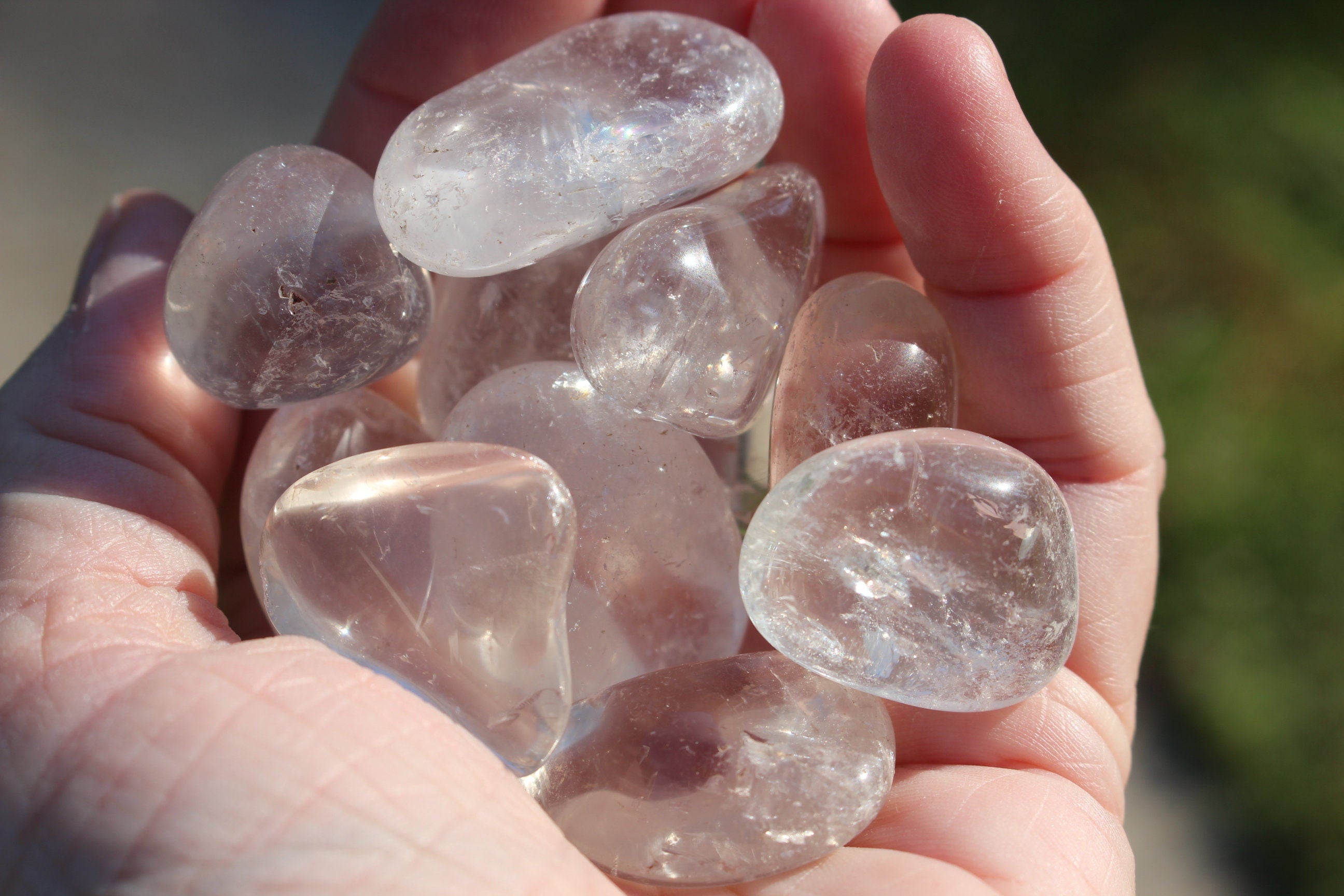 Clear Quartz Polished Gemstone Nuggets. Four Crystal Tumbled Gemstones, Large Pebbles