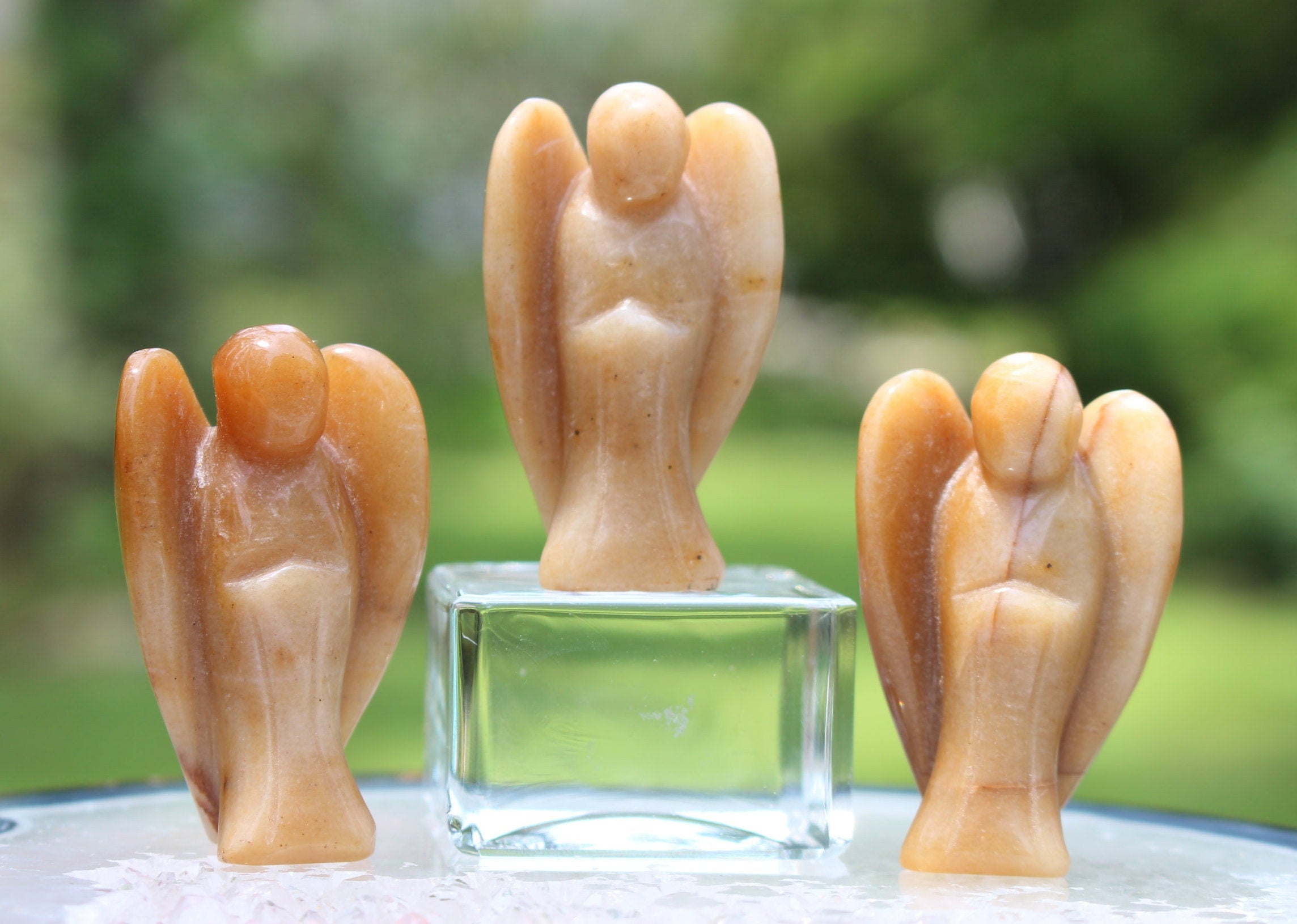 Honey Moonstone Guardian Angel, Crystal Protection Figurine, Keepsake- Comfort -Joy, Loss, Bereavement. Pocket Angel. Stocking Stuffer