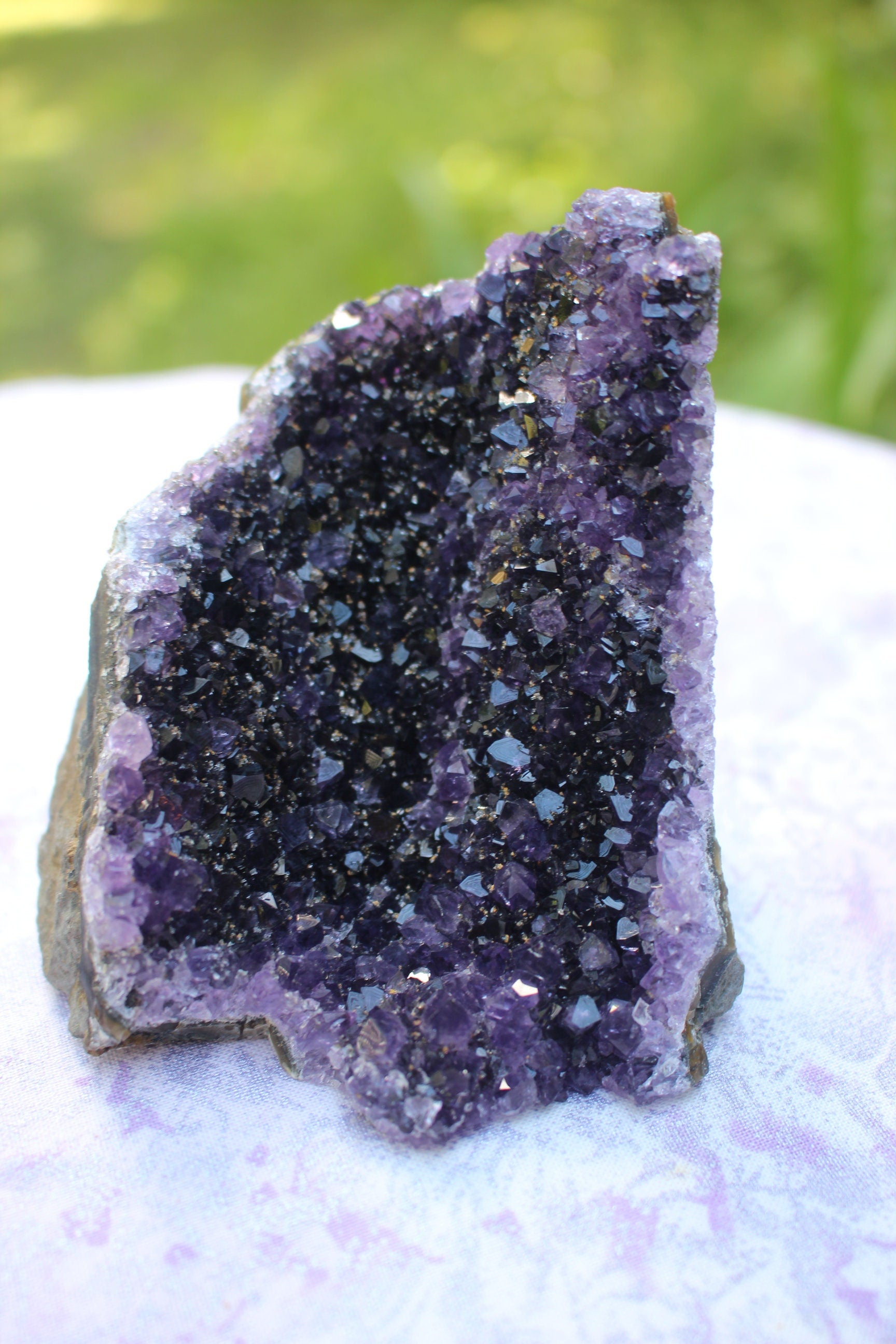 Amethyst Geode Crystal Tower, Purple Self Standing Small Cathedral for Boho Crystal Home-Office Décor, 1 lb. 1oz. Free Shipping!