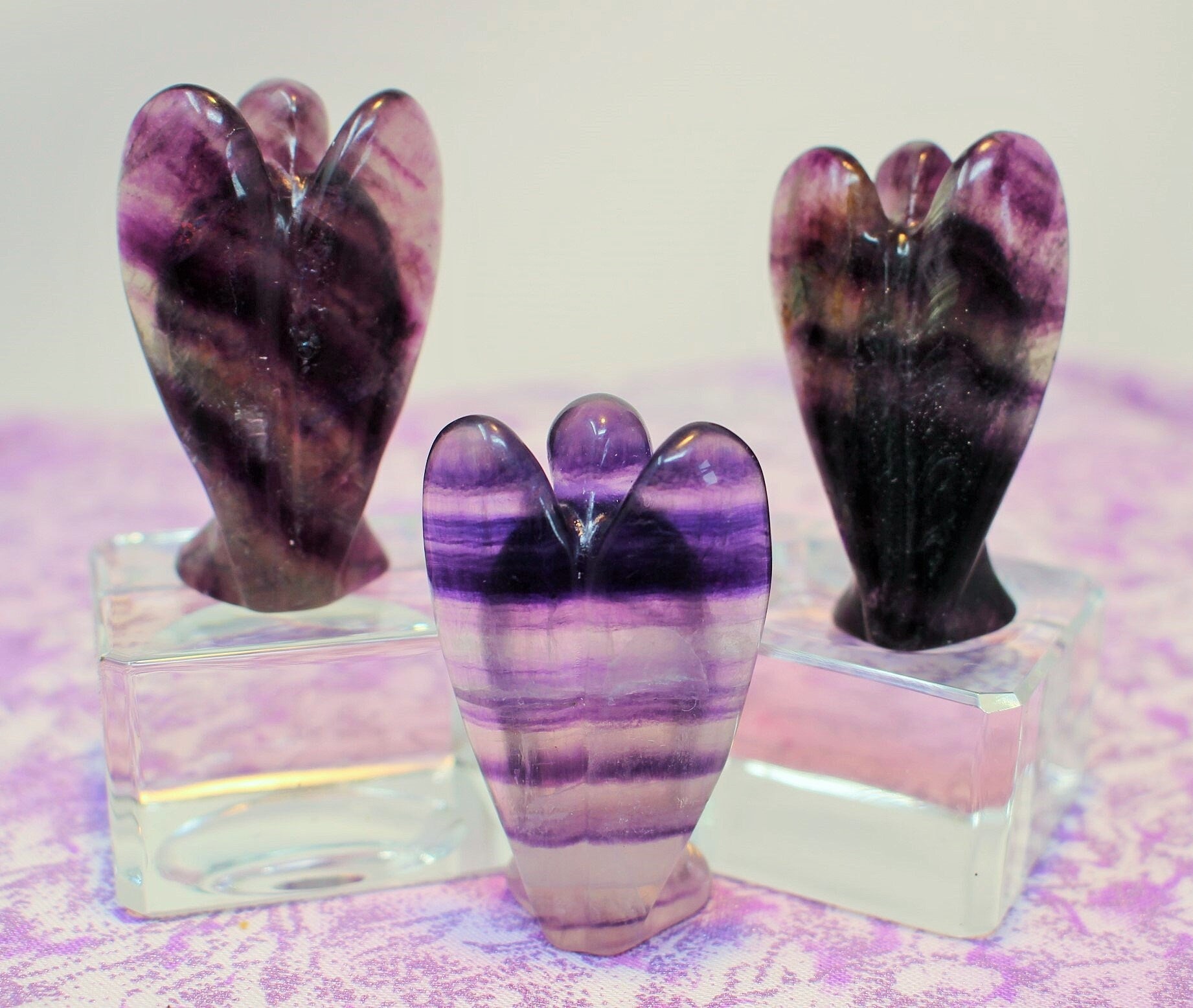Fluorite Guardian Angel Crystal Figurine, Protection Stone. Pocket Angel, 2 inch Healing Stature.