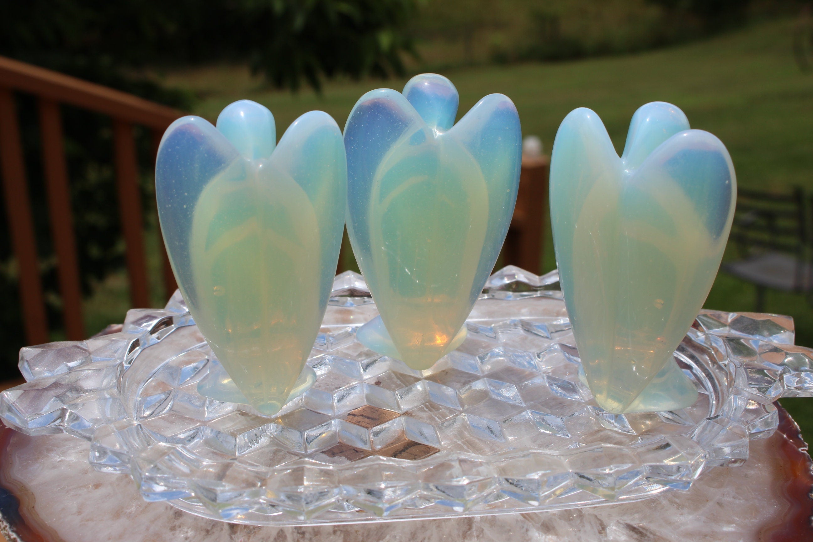 Extra Large Opalite Guardian Angel, Crystal Angel Figurine, Pocket Stone, Protection Gemstone. Keepsake Memento, 3.0 inches tall. Ships Free