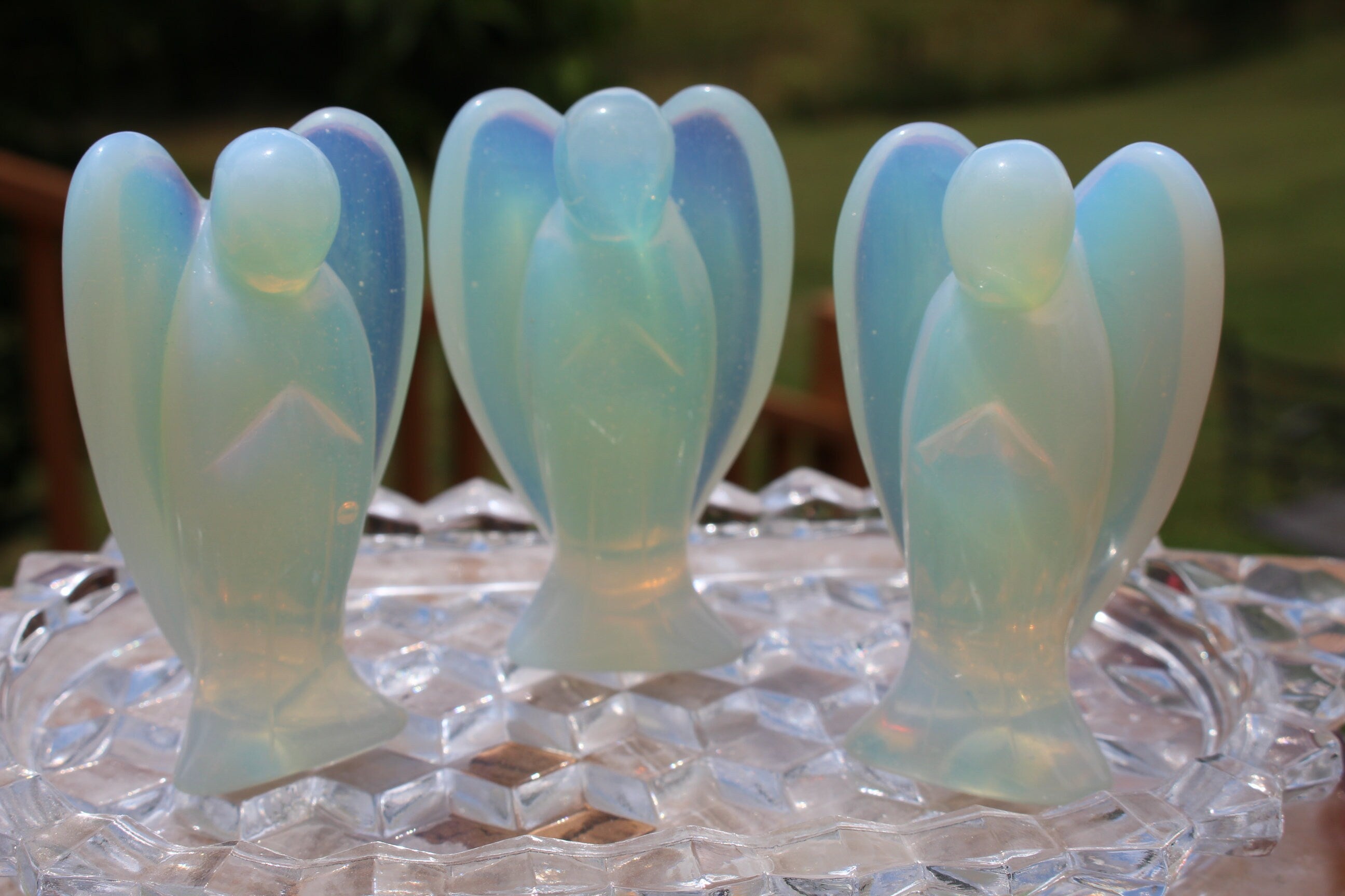 Extra Large Opalite Guardian Angel, Crystal Angel Figurine, Pocket Stone, Protection Gemstone. Keepsake Memento, 3.0 inches tall. Ships Free