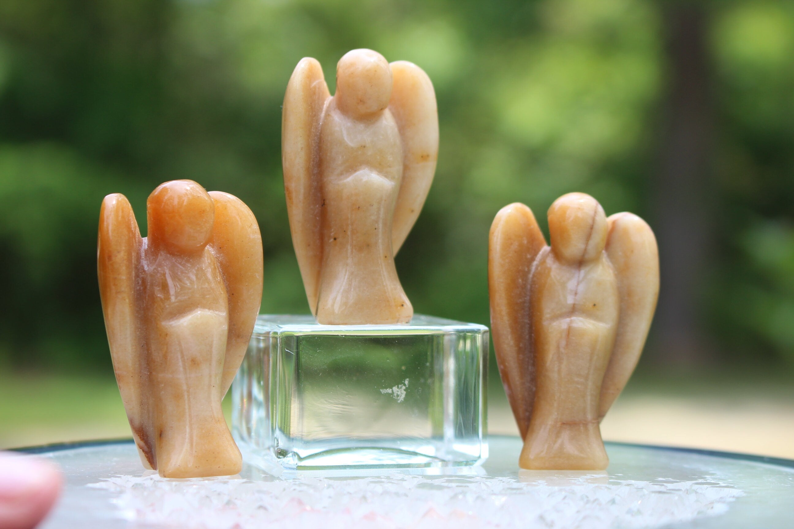 Honey Moonstone Guardian Angel, Crystal Protection Figurine, Keepsake- Comfort -Joy, Loss, Bereavement. Pocket Angel. Stocking Stuffer