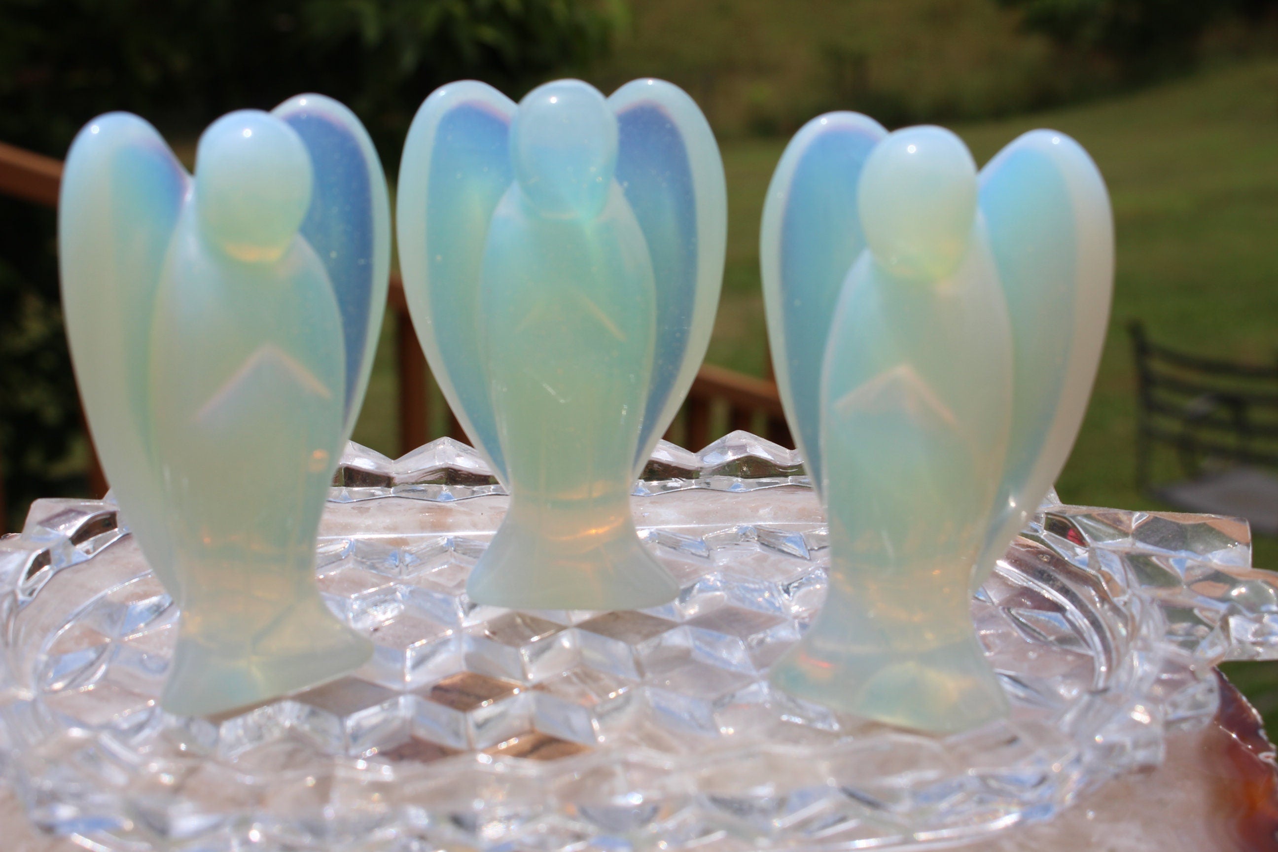 Extra Large Opalite Guardian Angel, Crystal Angel Figurine, Pocket Stone, Protection Gemstone. Keepsake Memento, 3.0 inches tall. Ships Free