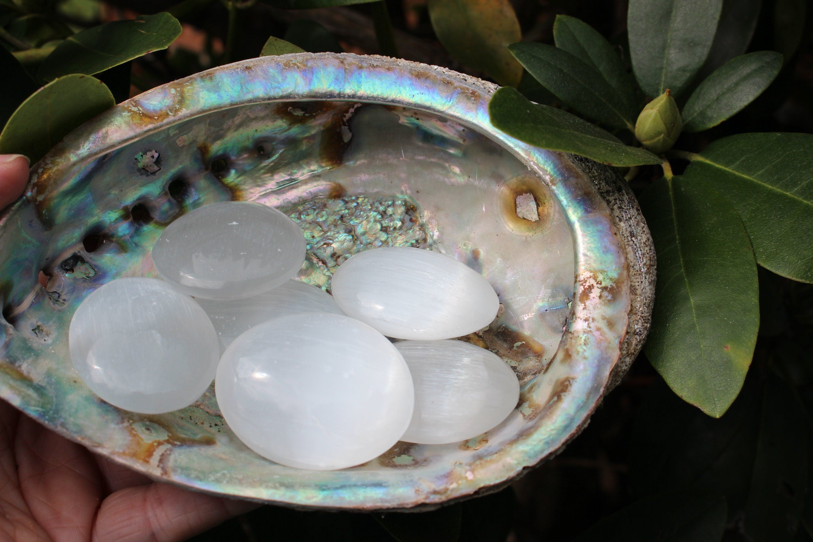 Pair of Selenite Palm Stones, Worry Stones, Crystal White Meditation Stones, Smooth Polish feels great in your hands. Nice Stocking Stuffer!