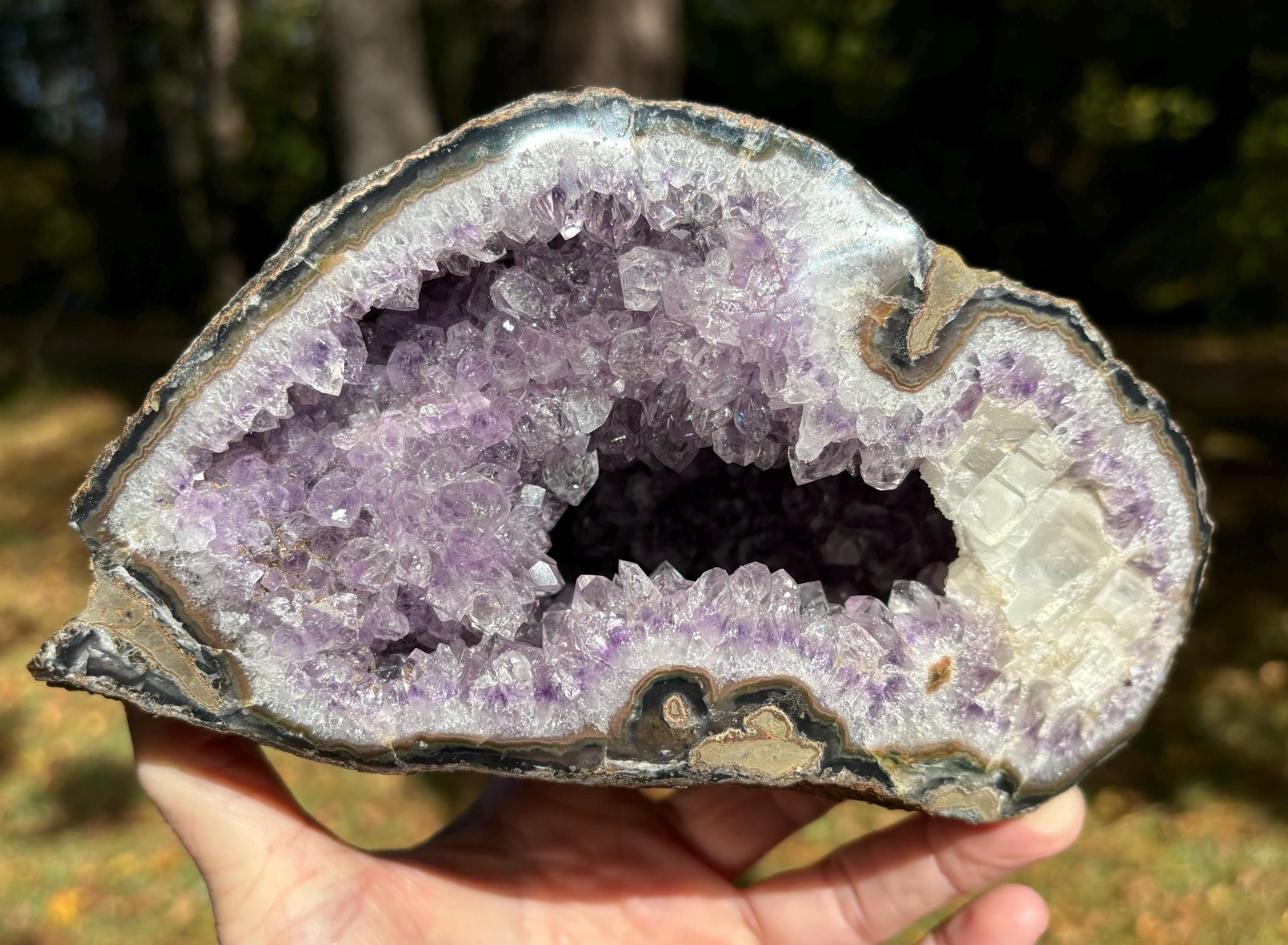Amethyst Geode Hollow Crystal Cave, Large Amethyst Rock Specimen, Gemstone Boho Home Office Decor, over 3lbs.