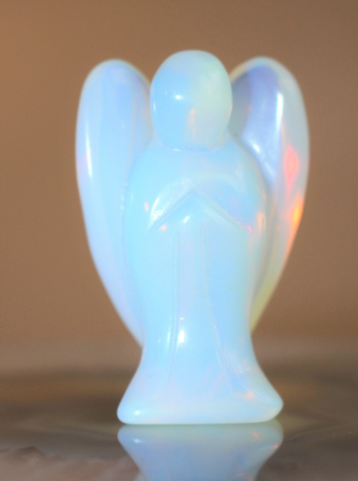 Opalite Guardian Angel, Crystal Angel Figurine, Pocket Angel Totem, Protection Gemstone. Keepsake Memento, 2.0 inches tall.