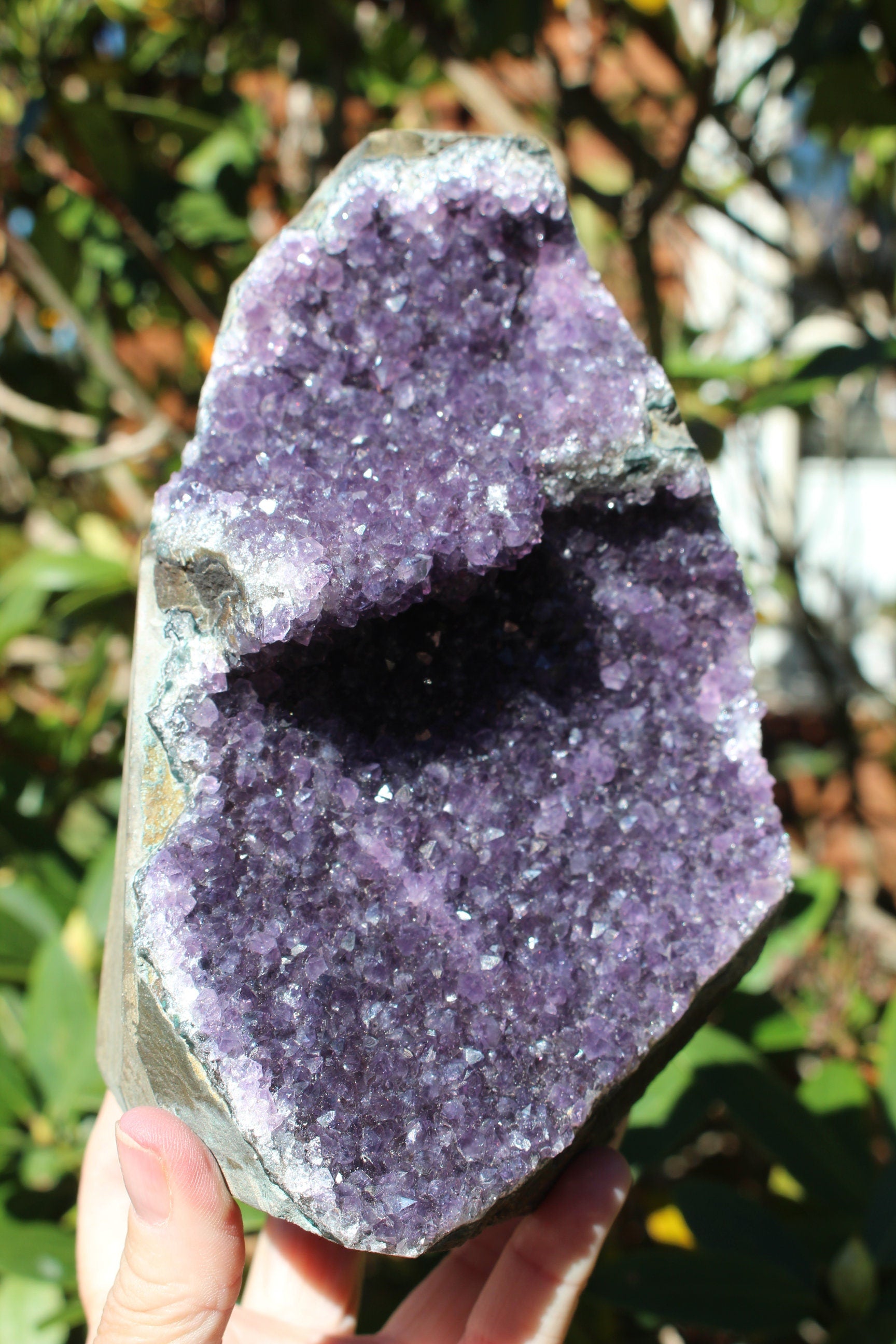 Amethyst Geode Cathedral, Crystal Gemstone Cluster, Boho Home Décor, Deep Purple Druzy Specimen w/ Ledges. 4 lb.'s!