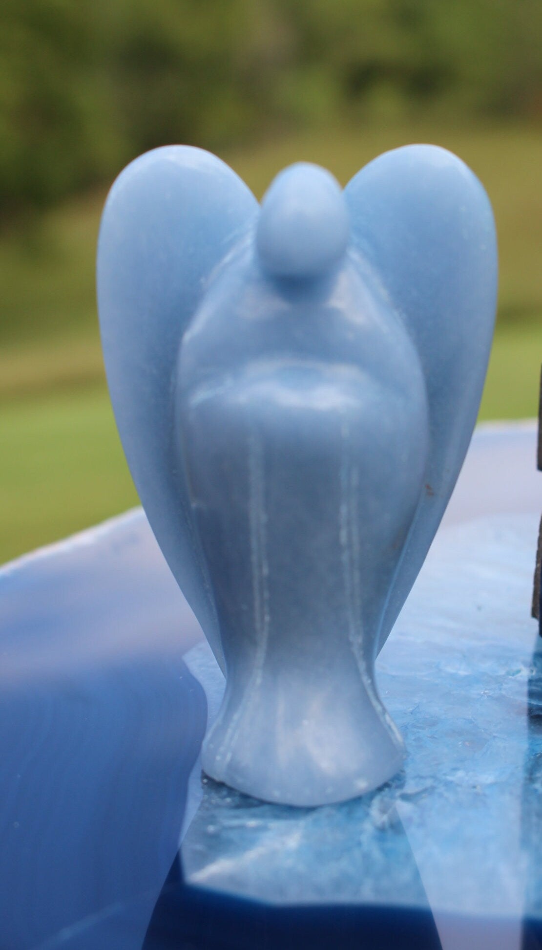 Angelite Guardian Angel, Protection Figurine, Gemstone Angel Keepsake, Memento, Natural Sky Blue Color, Gift for Mom.
