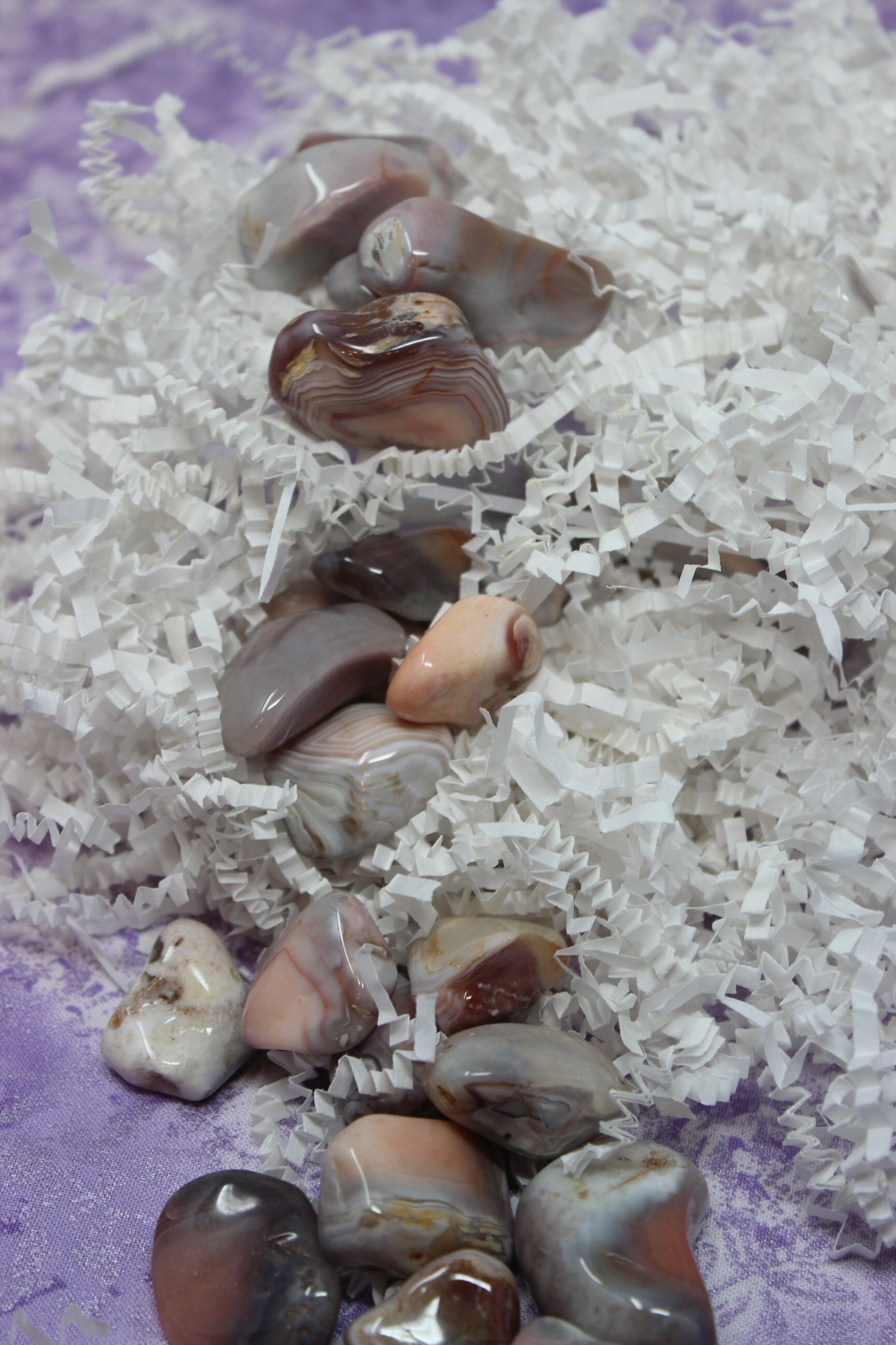 Pink Botswana Agate Nuggets, Four Polished Pebble Gemstones.