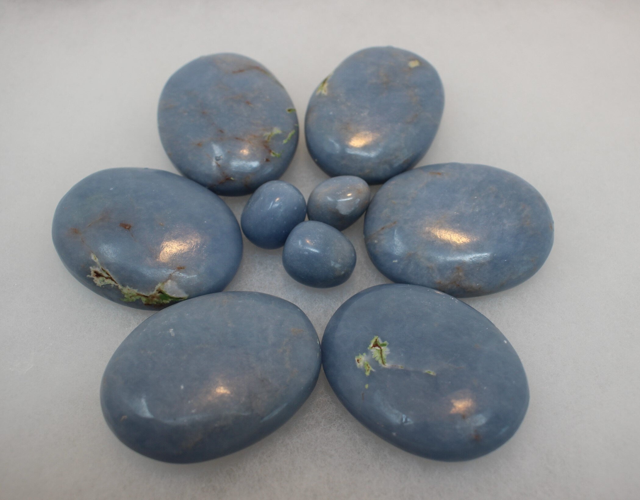 Angelite Palm Stone, Meditation Crystal, Peruvian Anhydrite, Natural Blue Color Gemstone, Altars, Grids, Mandalas!