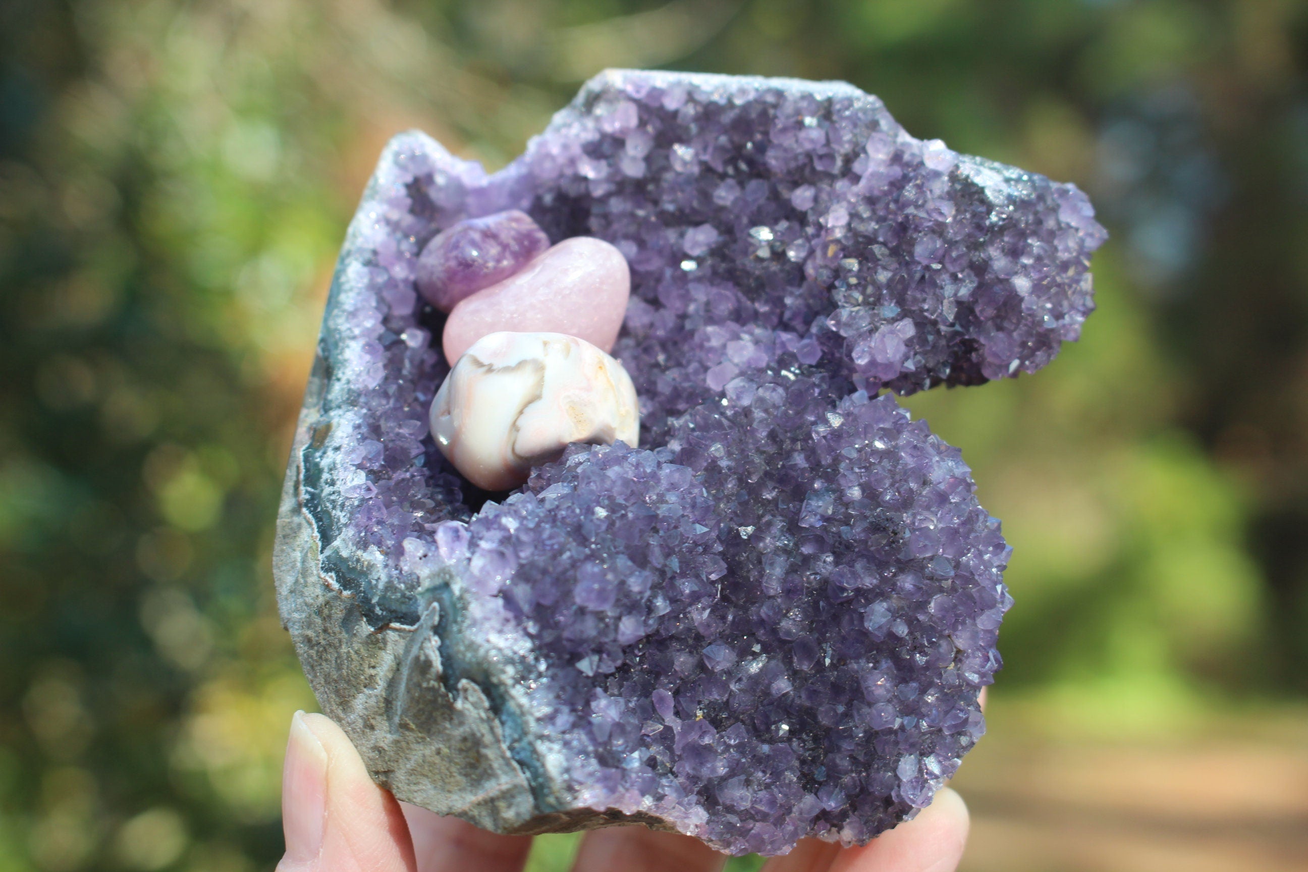 Amethyst Geode Deep Purple Tower Specimen, Free Form with Drusy and Ledges, Boho Home Office Décor, Spa Room Altar,