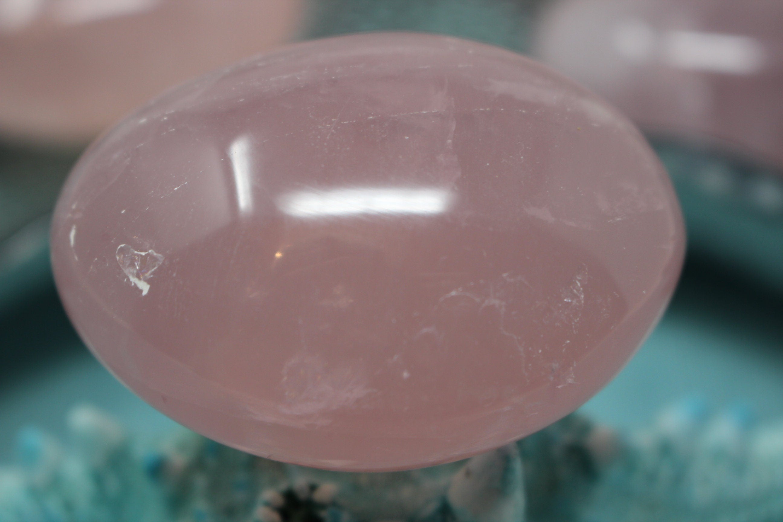 Rose Quartz Palm Stone, Meditation Stone, Puffy Rose Quartz Gallet, Large Pocket Stone- Nice Color & Polish.