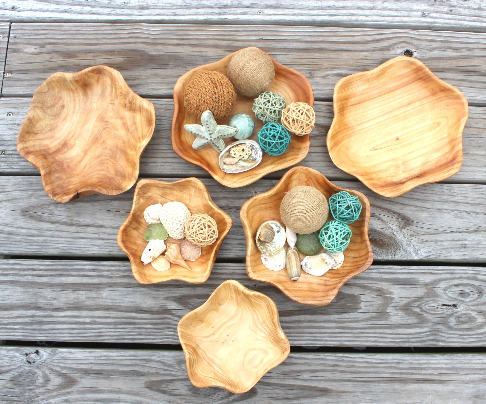 Hand Carved Wooden Bowls, Star Shaped Sustainably Harvested Wood, Fruit, Bread or Trinket Bowl