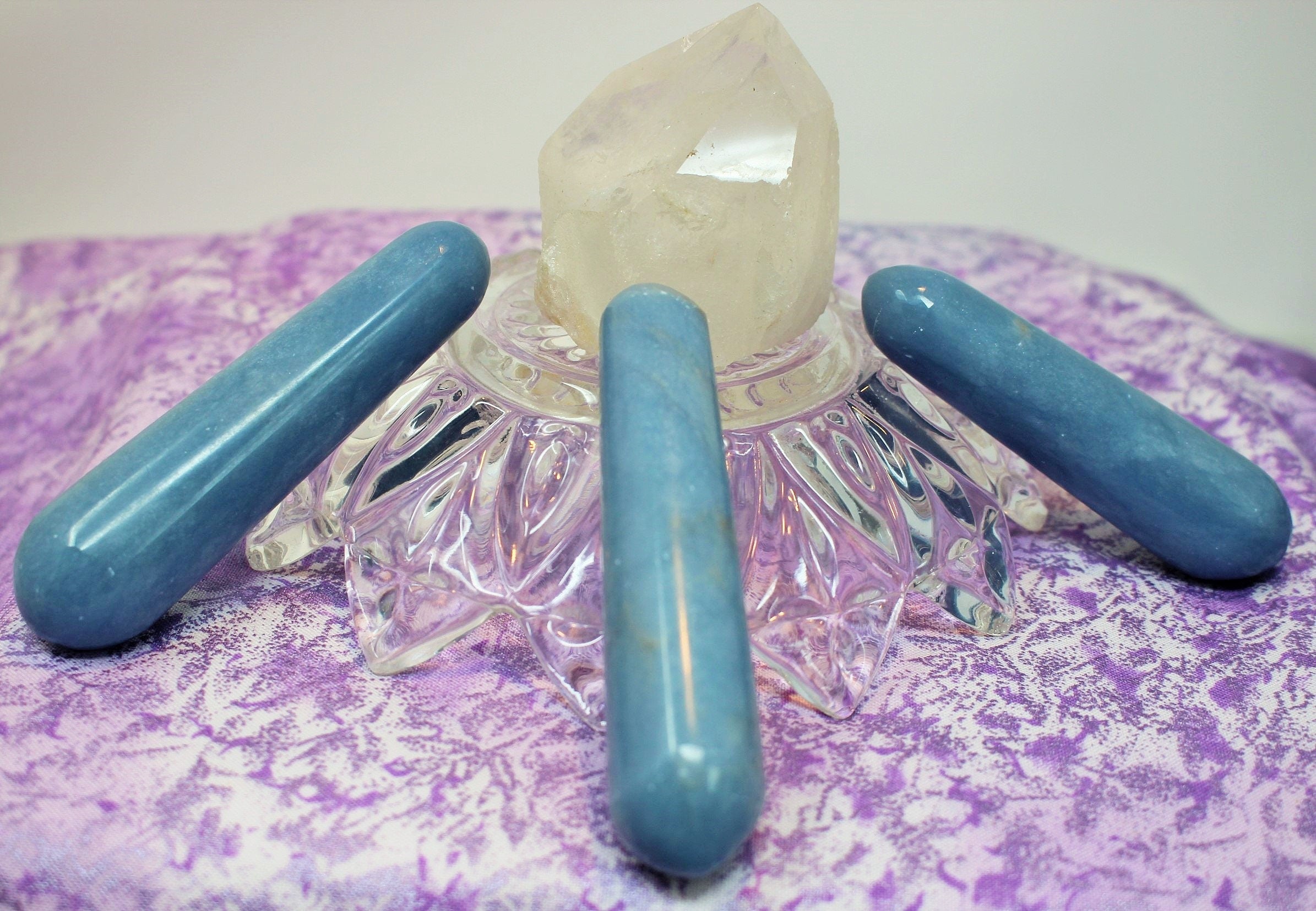 Angelite Gemstone Massage Healing Wand, Personal Massage & Reflexology Tool with a Tapered End, Smoothly Polished, Sky Blue Natural Color!