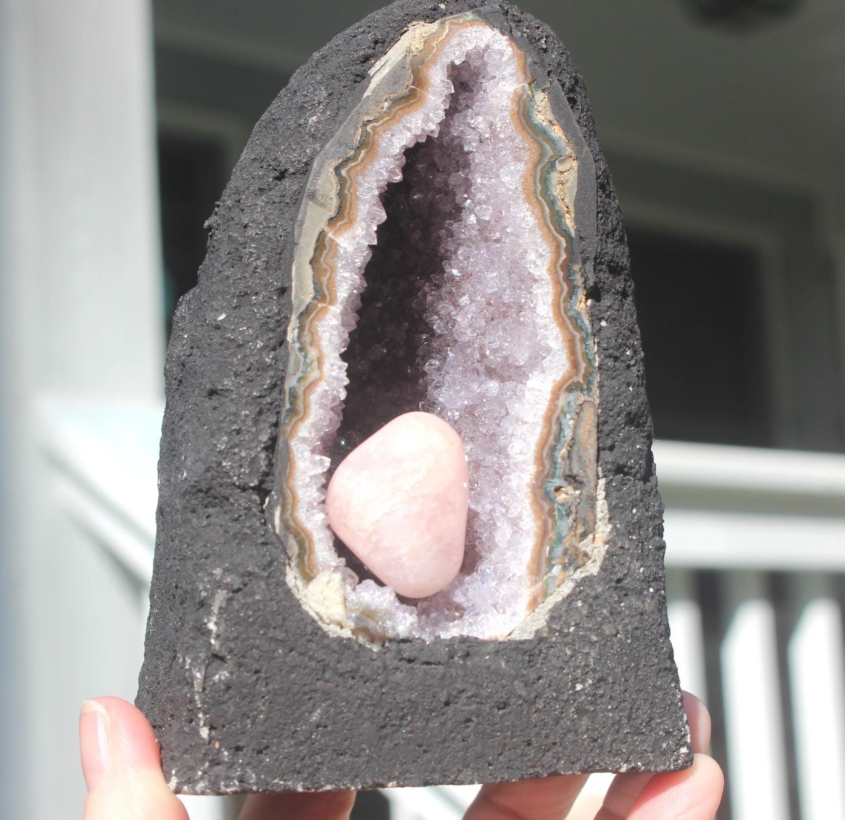 Amethyst Geode Crystal Cave, Hollow Geode Specimen. Boho Home Décor