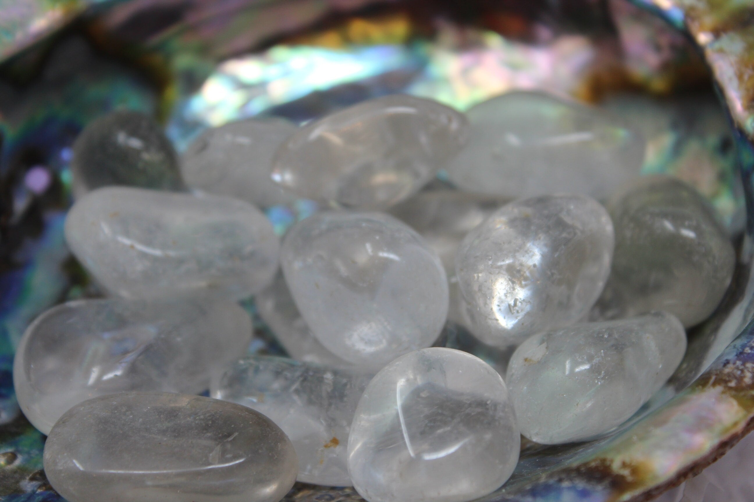 Clear Quartz Polished Gemstone Nuggets. Four Crystal Tumbled Gemstones, Large Pebbles