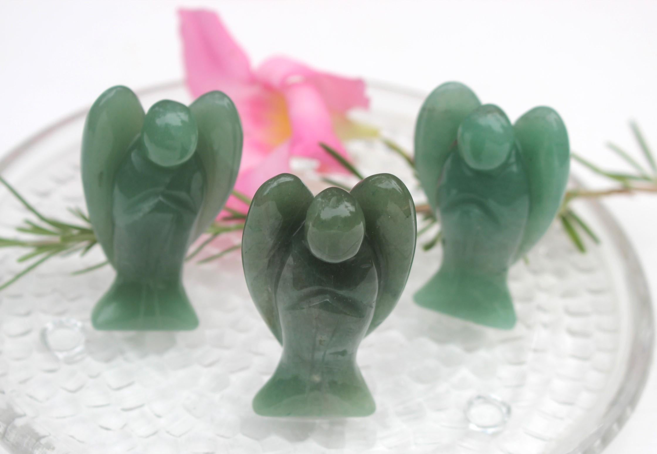 Green Aventurine Guardian Angel Protection Figurine, Pocket Angel. 2.1 inch!