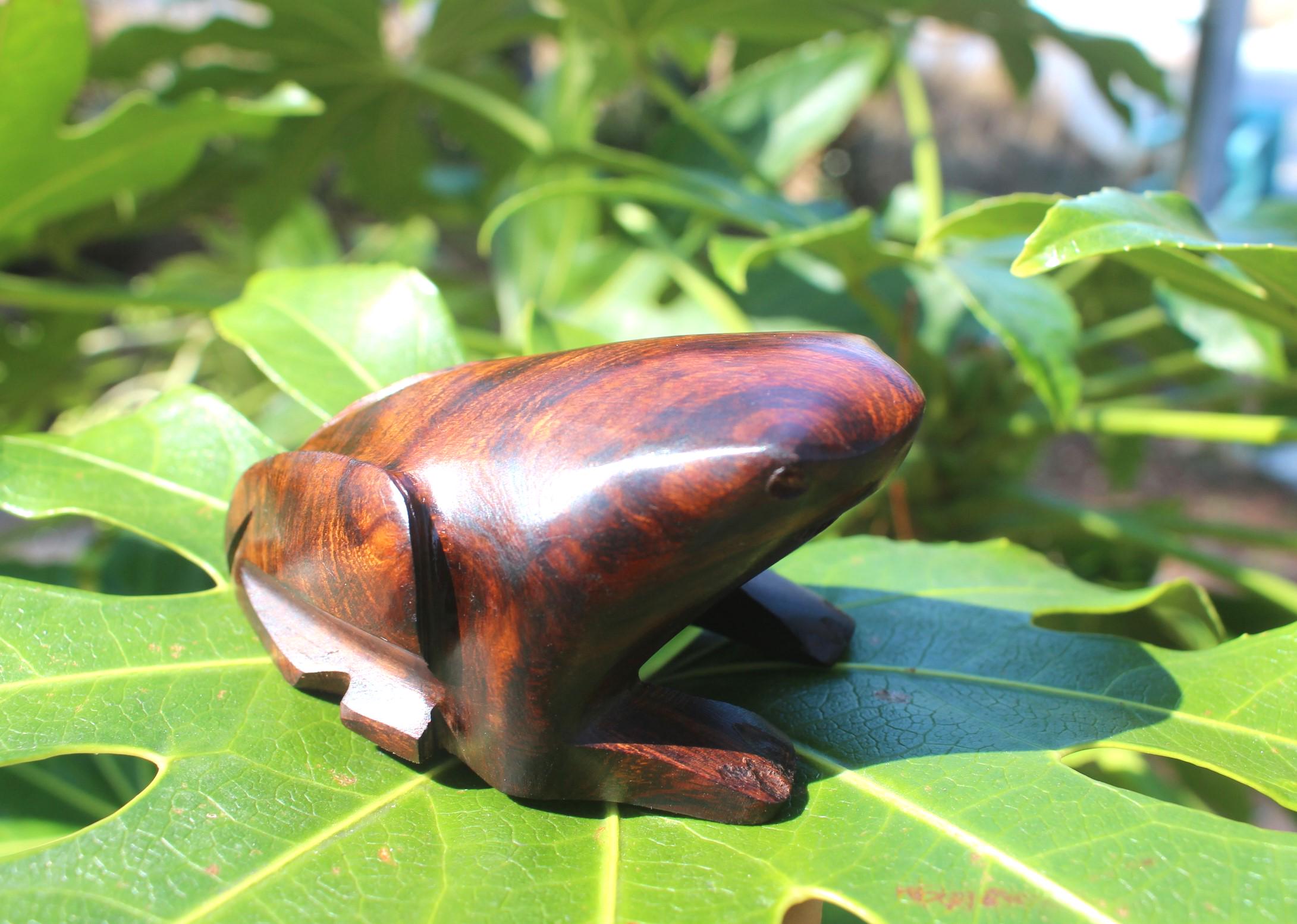 Large Rustic Hand Carved Wood Frogs, Woodland Animal Turtle Figurine, Totem Animal for Altars- Home Décor.