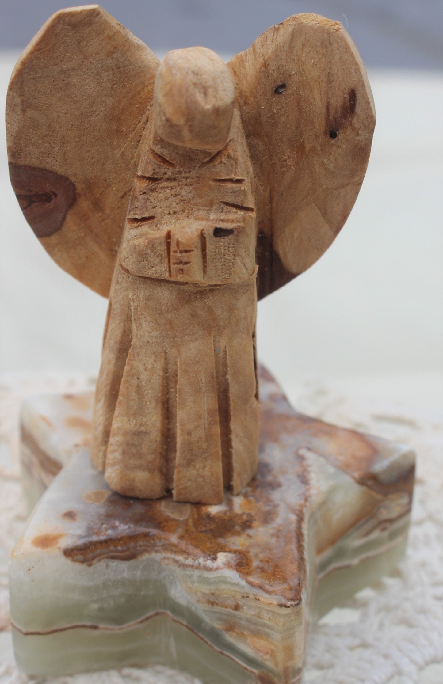Hand Carved Two In. Wooden Angel from Palo Santo Wood, Natural Aroma-Sustainably Harvested. Holy-wood.