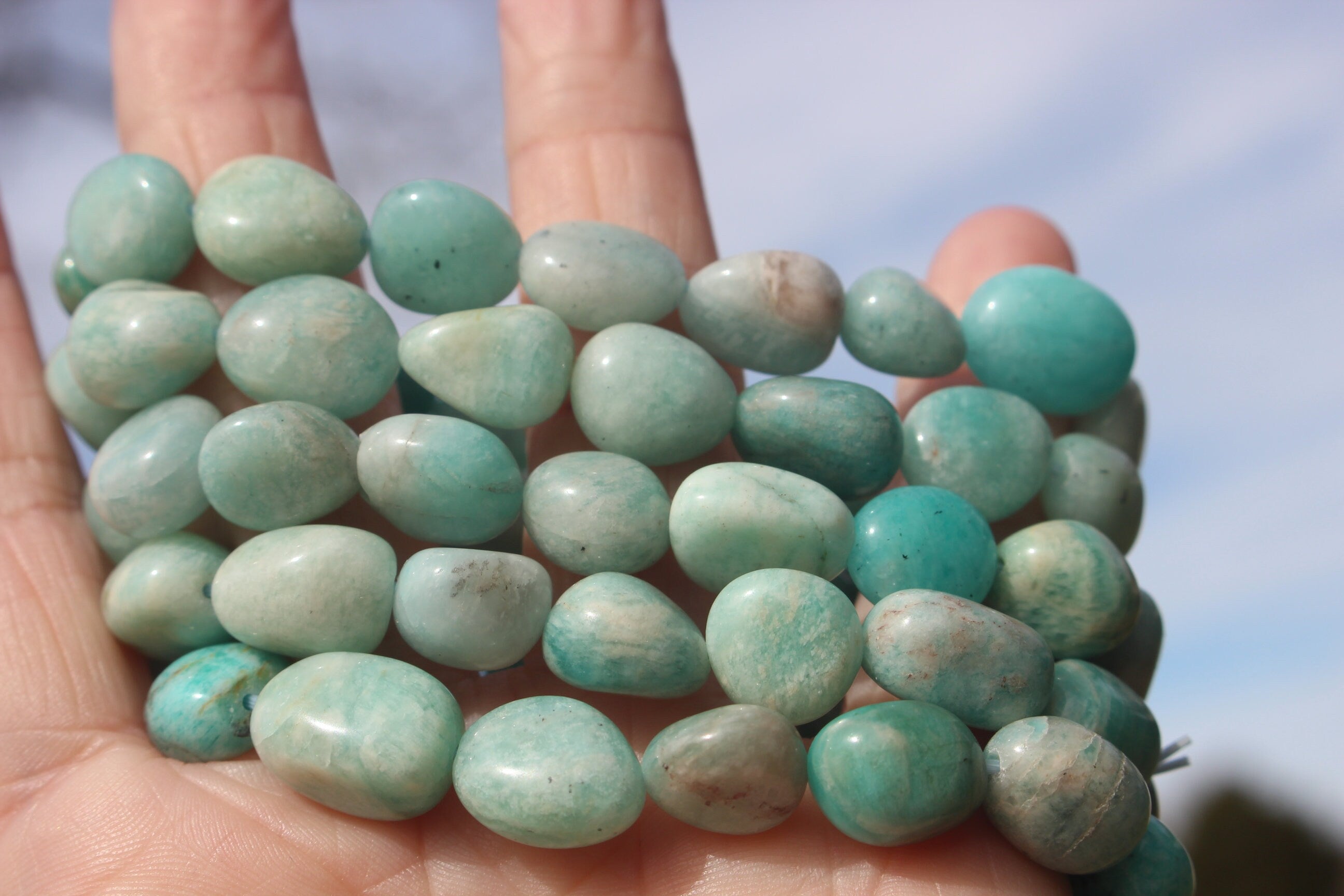Amazonite Stretch Bracelet, Seafoam Green Crystal Gemstone Bling. Fits Most Wrists, Chakra Yoga Jewelry,