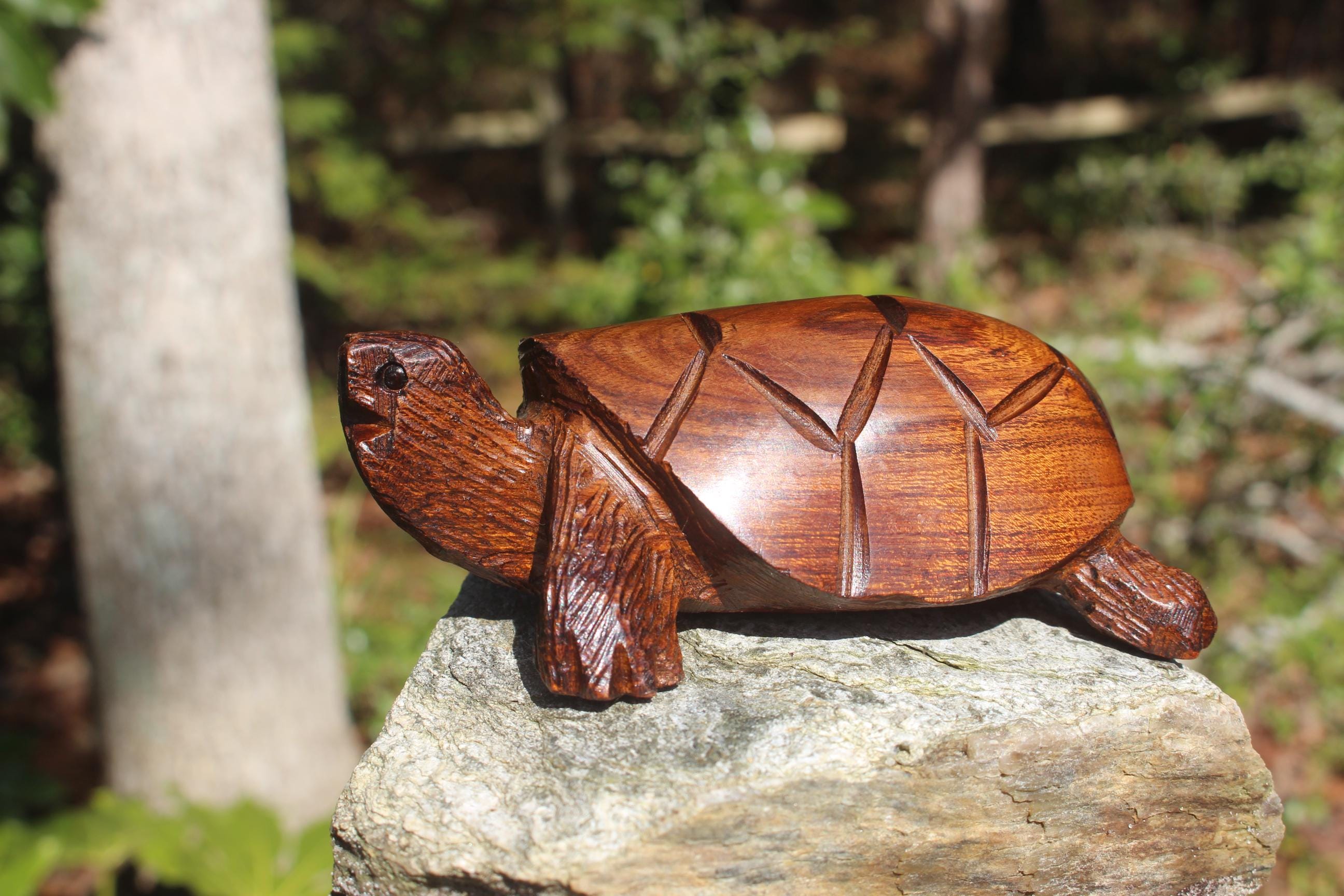 Extra Large Rustic Wood Hand Carved Turtles, Woodland Animal Figurine, Totem Animal for Altars- Home Décor.