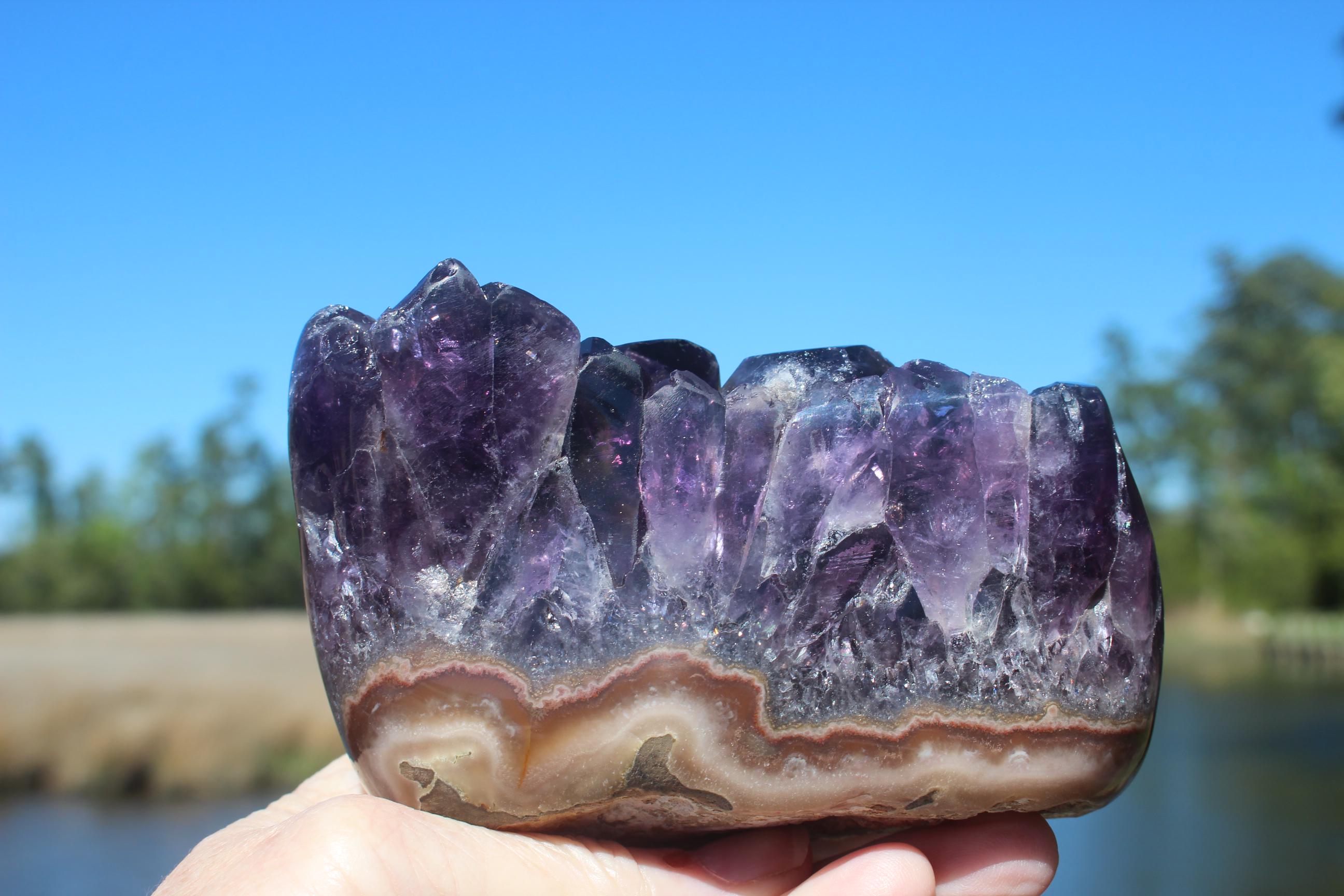 Fabulous Dark Amethyst Paperweight, Beautifully Polished Self Standing Gemstone Crystal Collectible, Boho Home Décor.