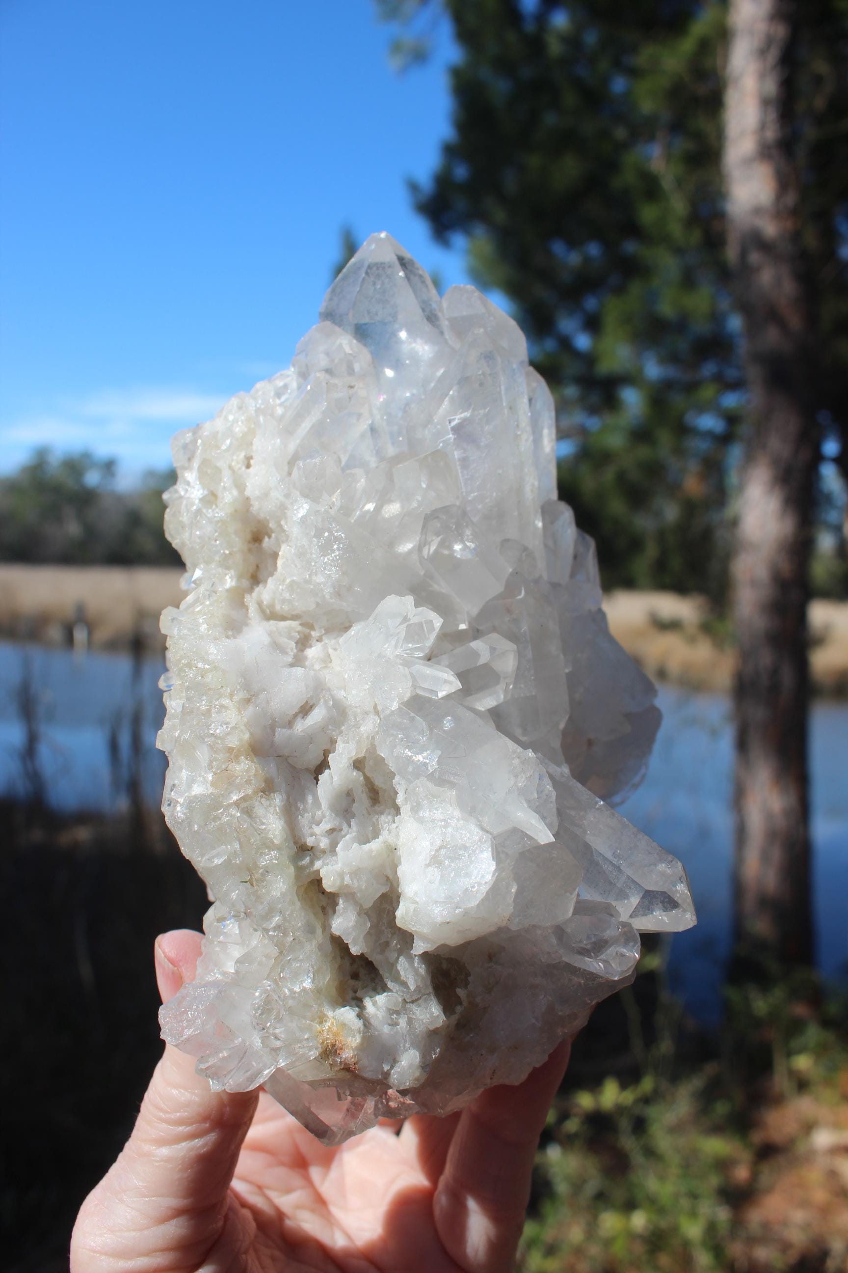 Quartz Crystal Cluster, Clear Raw Natural Specimen.  Large Sparkling Terminations, for Yoga Meditation Rooms, Boho Home Décor, Collections!