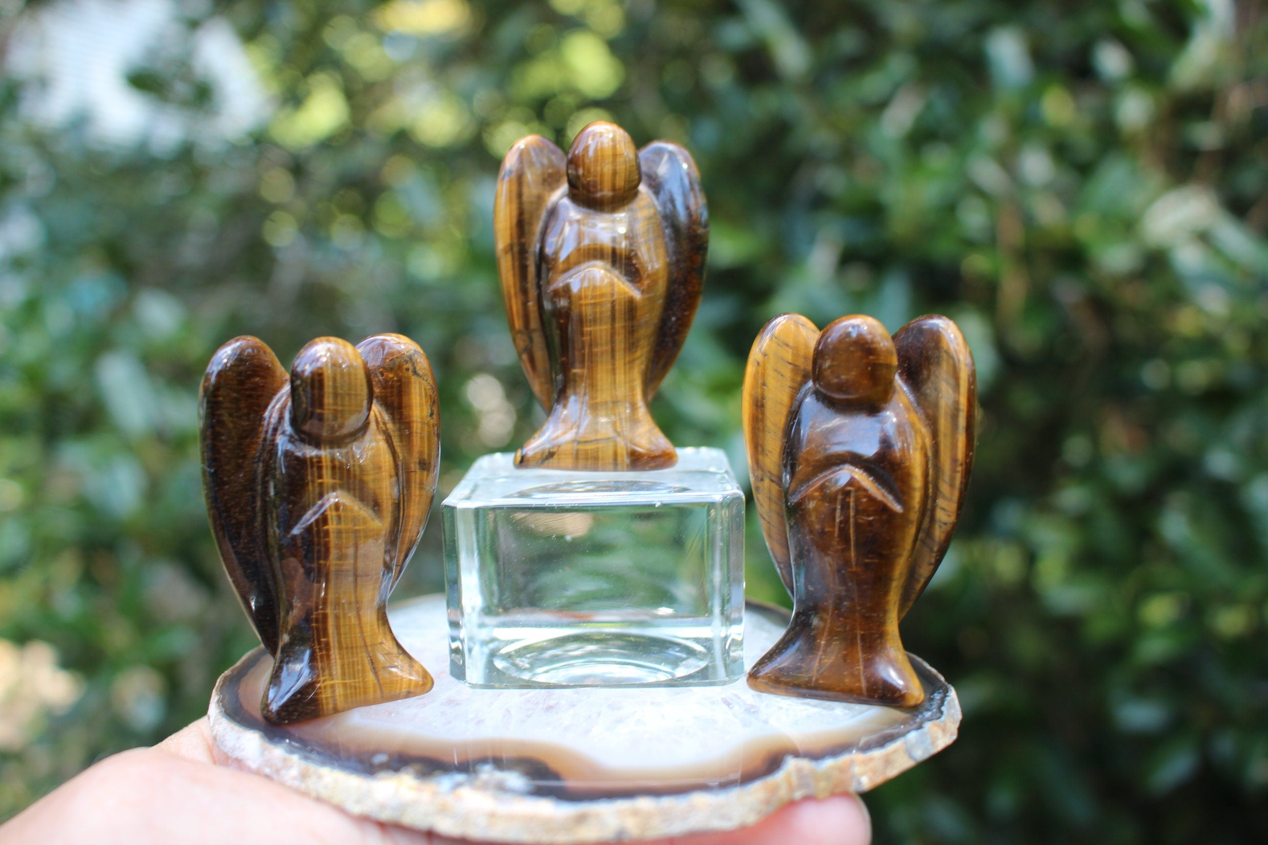 Tigers Eye Guardian Angel, Polished Crystal Figurine, Pocket Stone Totem, Protection Gemstone. Keepsake Memento, 2.0 inches tall.