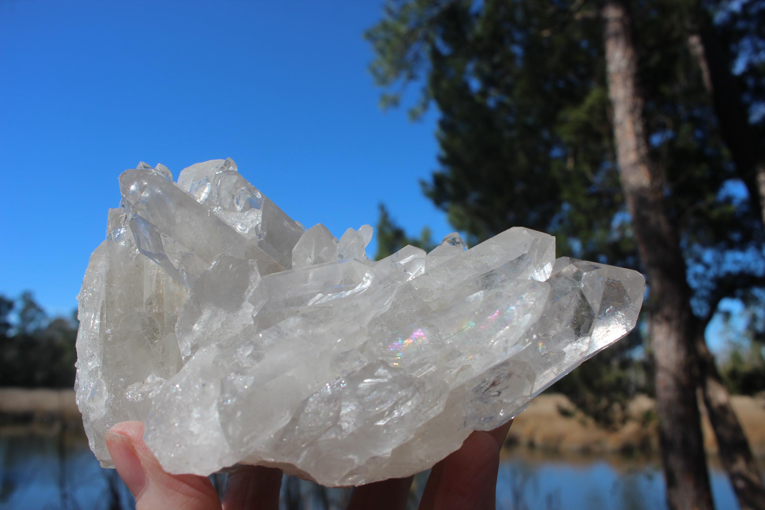 Quartz Crystal Cluster, Clear Raw Natural Specimen.  Large Sparkling Terminations, for Yoga Meditation Rooms, Boho Home Décor, Collections!