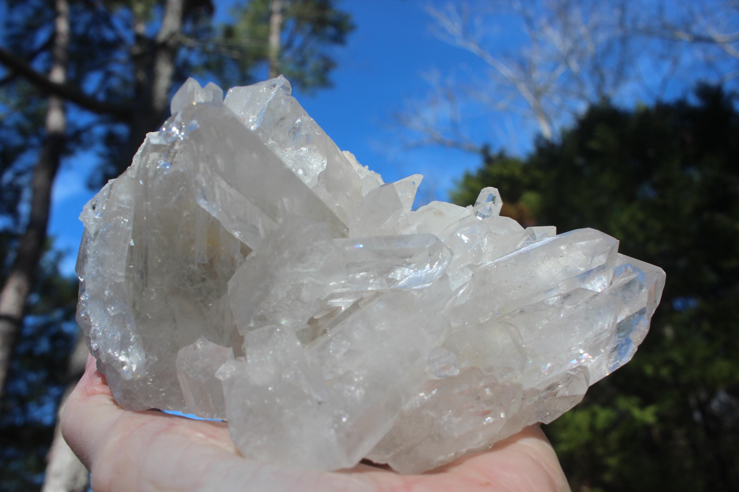 Quartz Crystal Cluster, Clear Raw Natural Specimen.  Large Sparkling Terminations, for Yoga Meditation Rooms, Boho Home Décor, Collections!