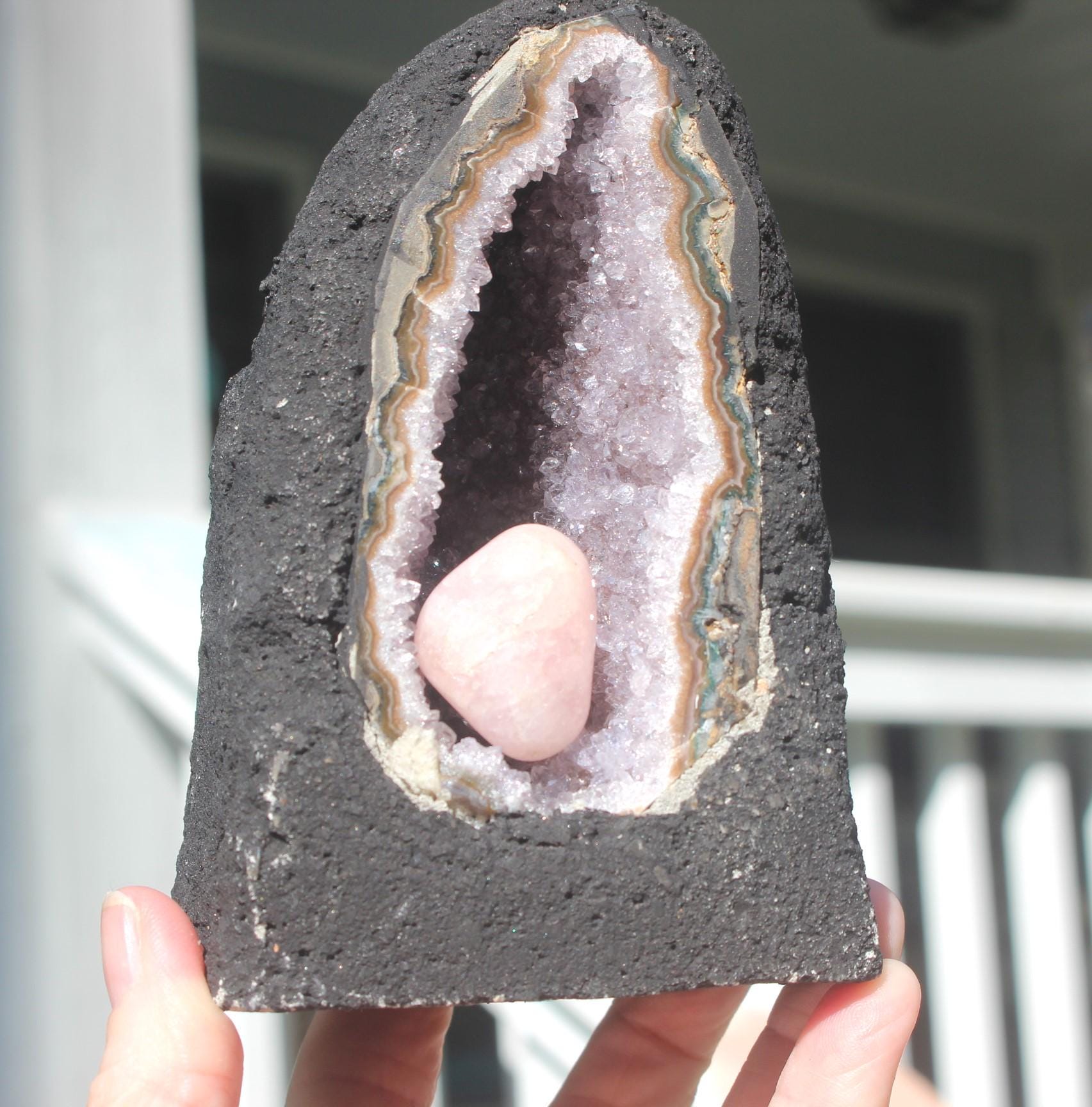 Amethyst Geode Crystal Cave, Hollow Geode Specimen. Boho Home Décor