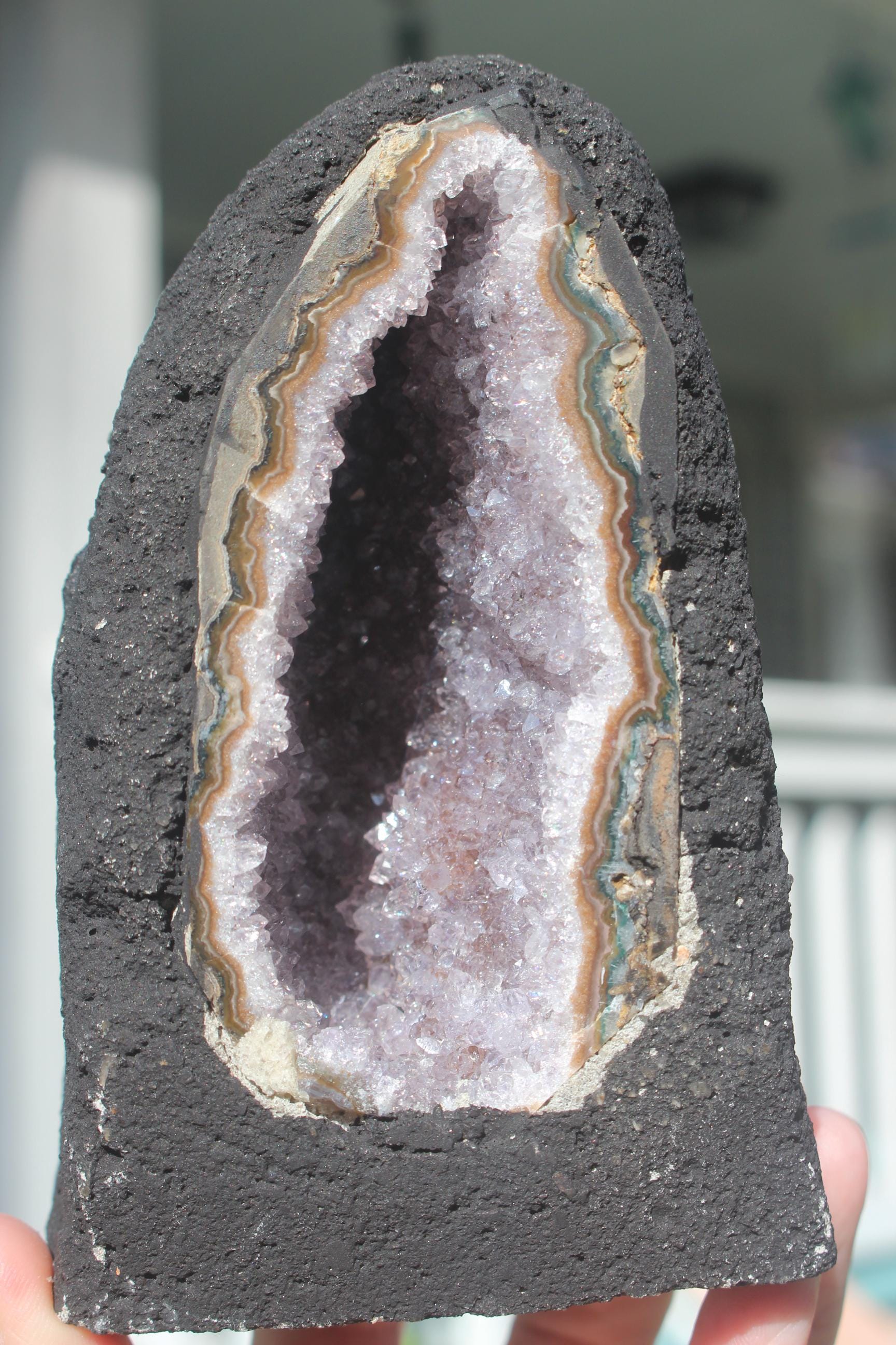 Amethyst Geode Crystal Cave, Hollow Geode Specimen. Boho Home Décor