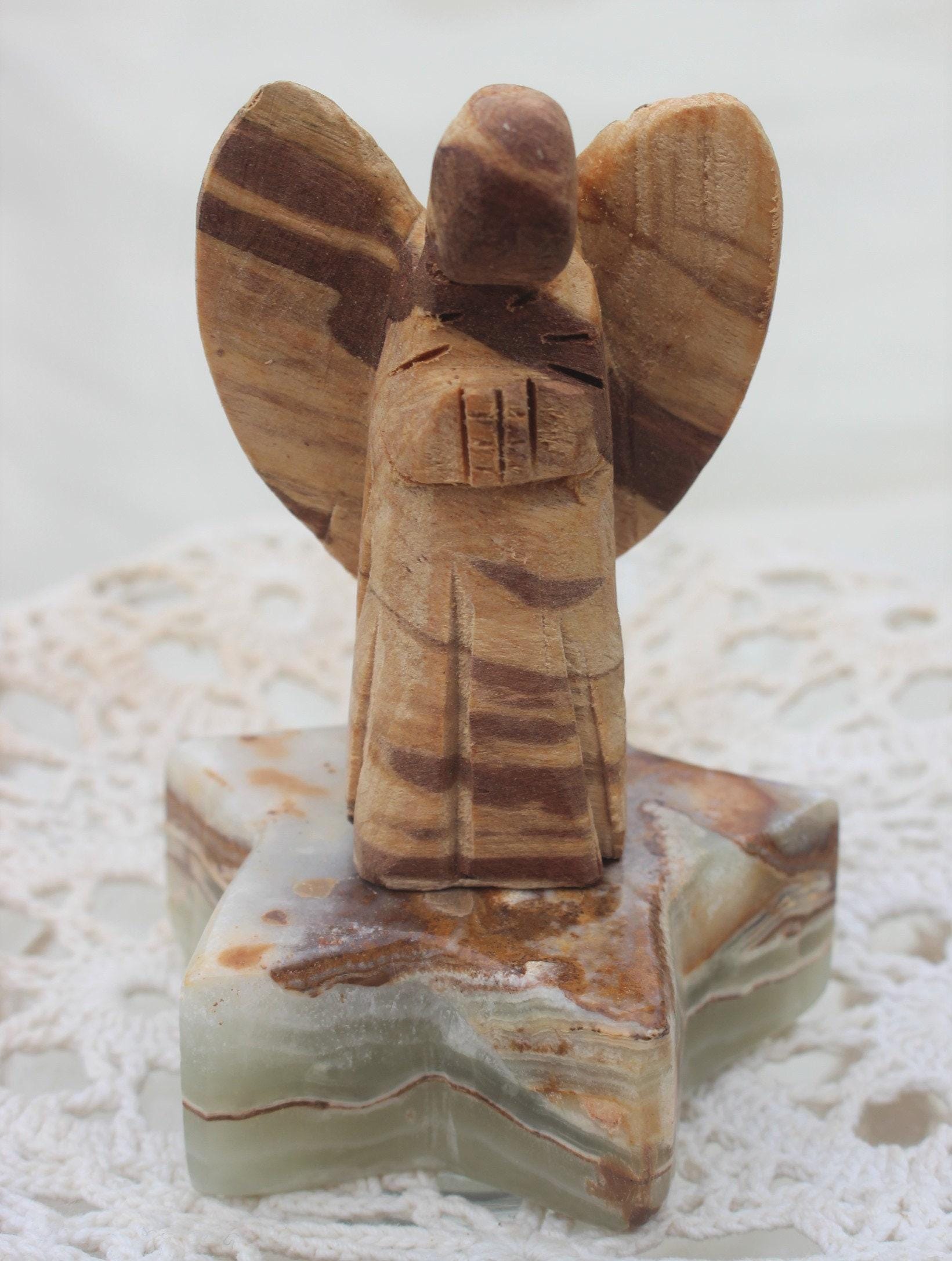 Hand Carved Two In. Wooden Angel from Palo Santo Wood, Natural Aroma-Sustainably Harvested. Holy-wood.