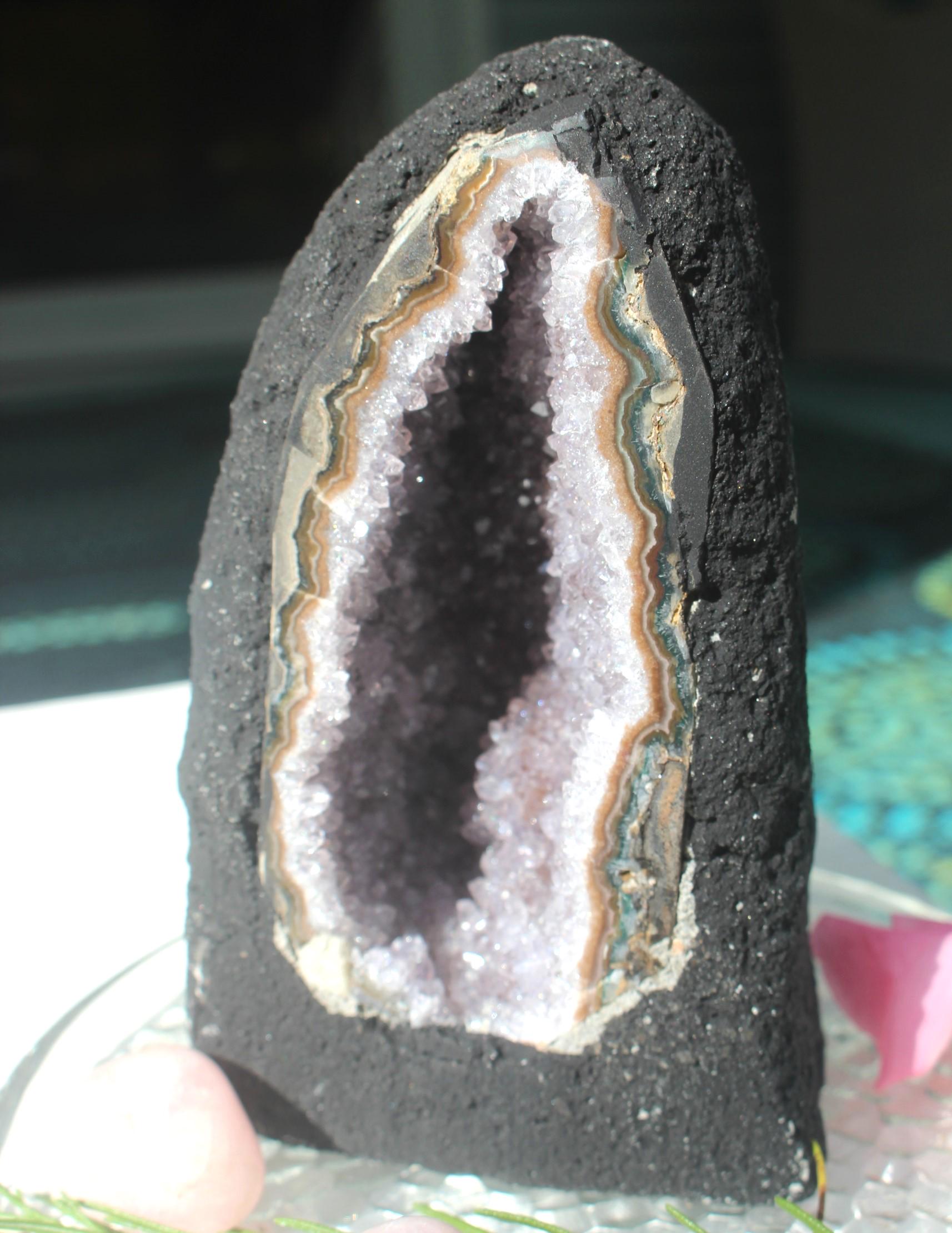 Amethyst Geode Crystal Cave, Hollow Geode Specimen. Boho Home Décor