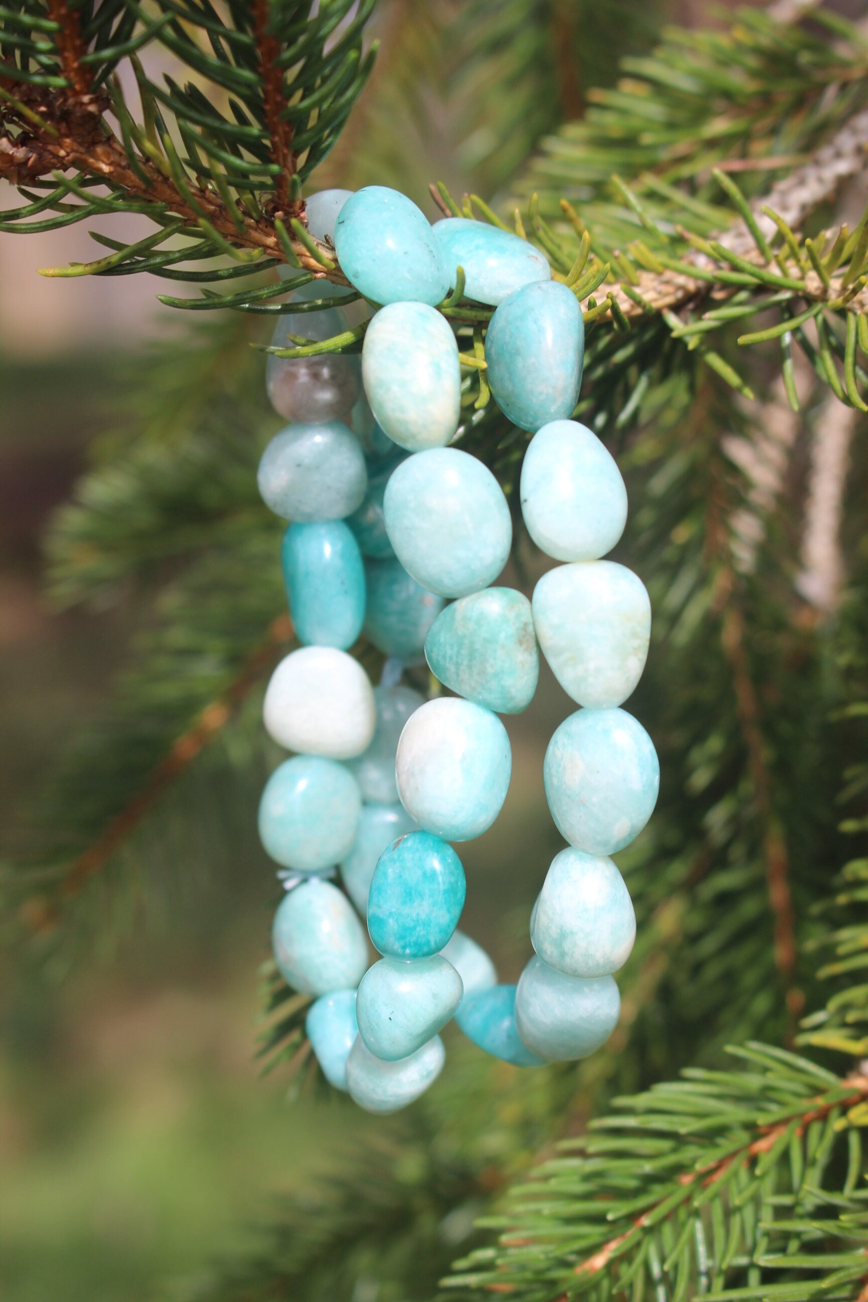 Amazonite Stretch Bracelet, Seafoam Green Crystal Gemstone Bling. Fits Most Wrists, Chakra Yoga Jewelry,