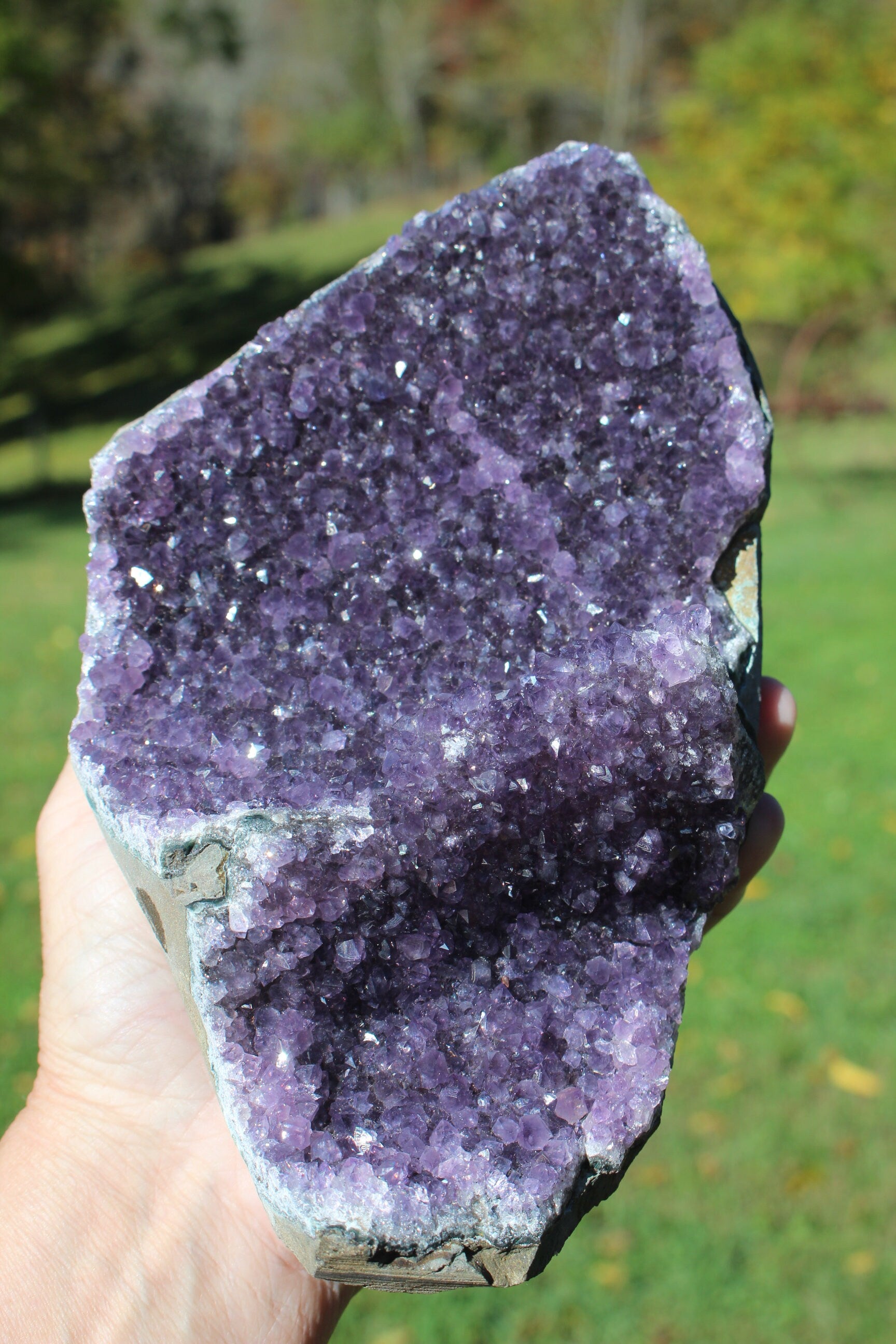 Amethyst Geode Cathedral, Crystal Gemstone Cluster, Boho Home Décor, Deep Purple Druzy Specimen w/ Ledges. 4 lb.'s!