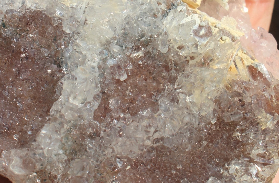 Exceptional Quality Rose Amethyst Crystal Cluster, w/  Needle Quartz &Druzy Brazilian Amethyst. Collectors Gem